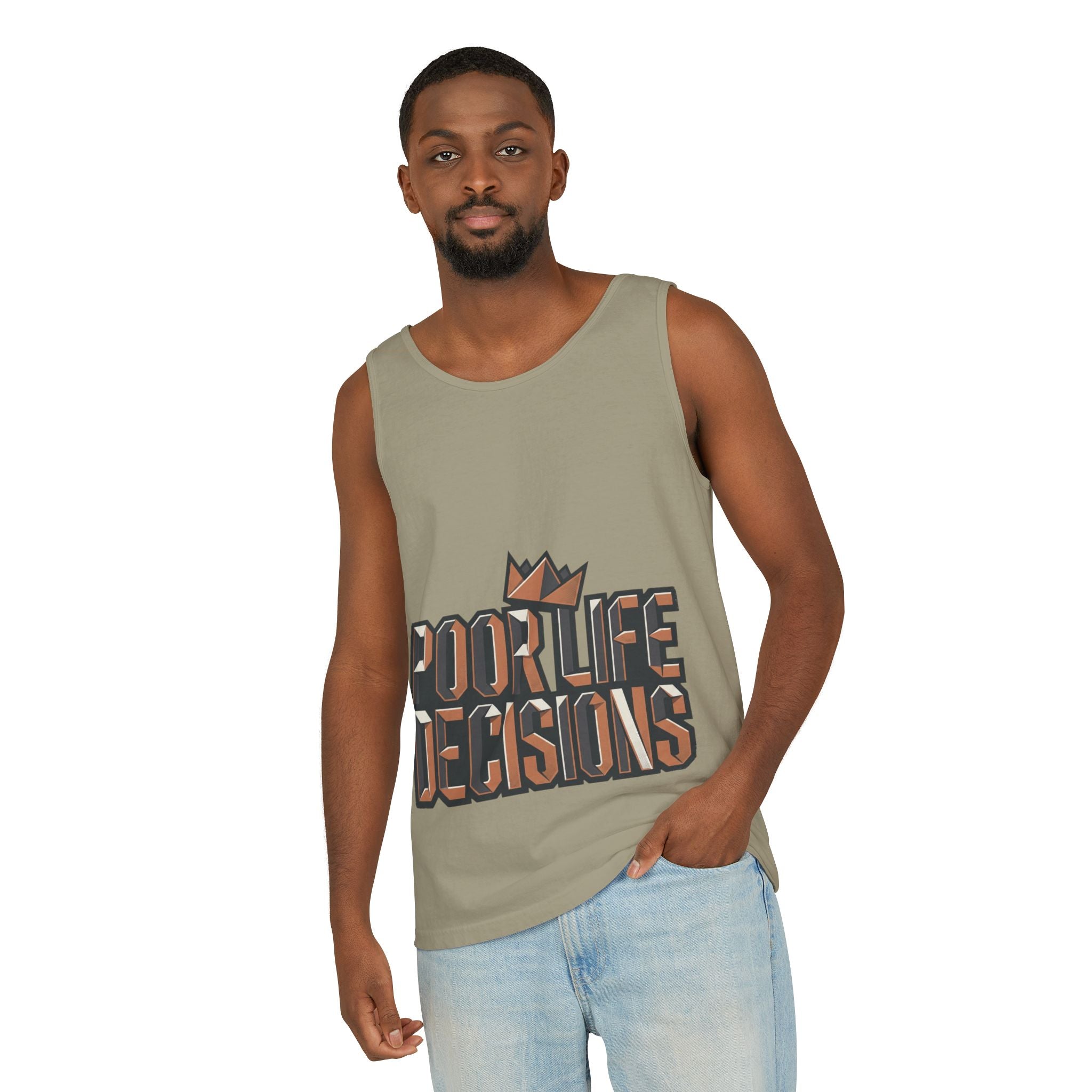 'Poor Life Decisions' Graphic Tank Top — Funny Typography Crown Summer Tee
