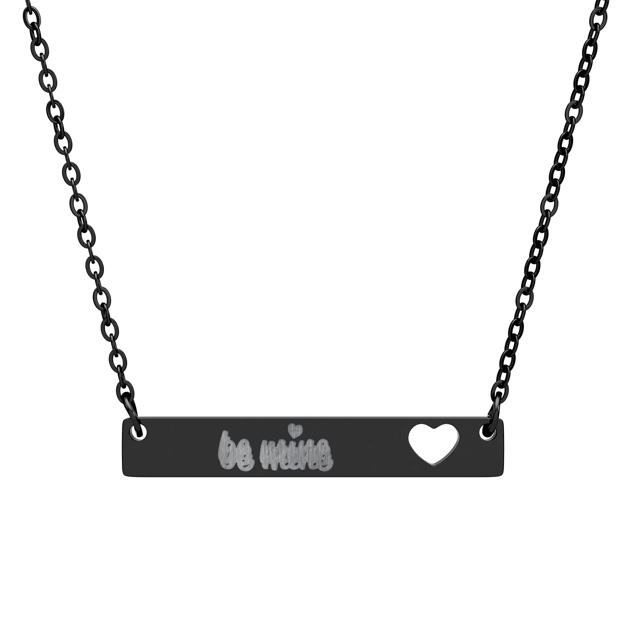 Cutout Heart Bar Necklace — Personalized Engraved Name Bar