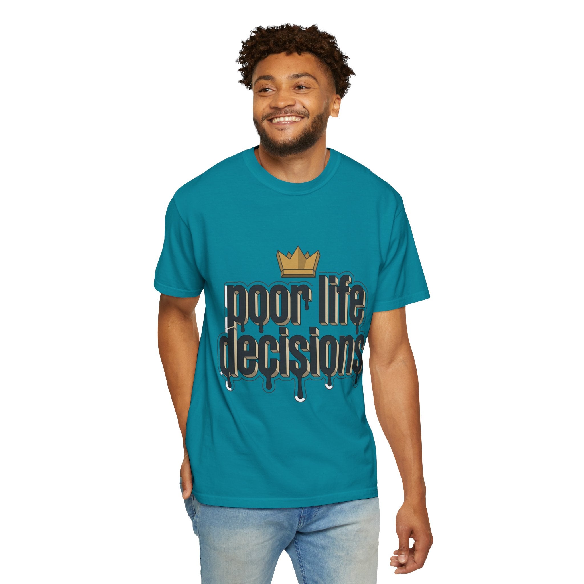 T-Shirt — "Poor Life Decisions" Crown Graphic Tee