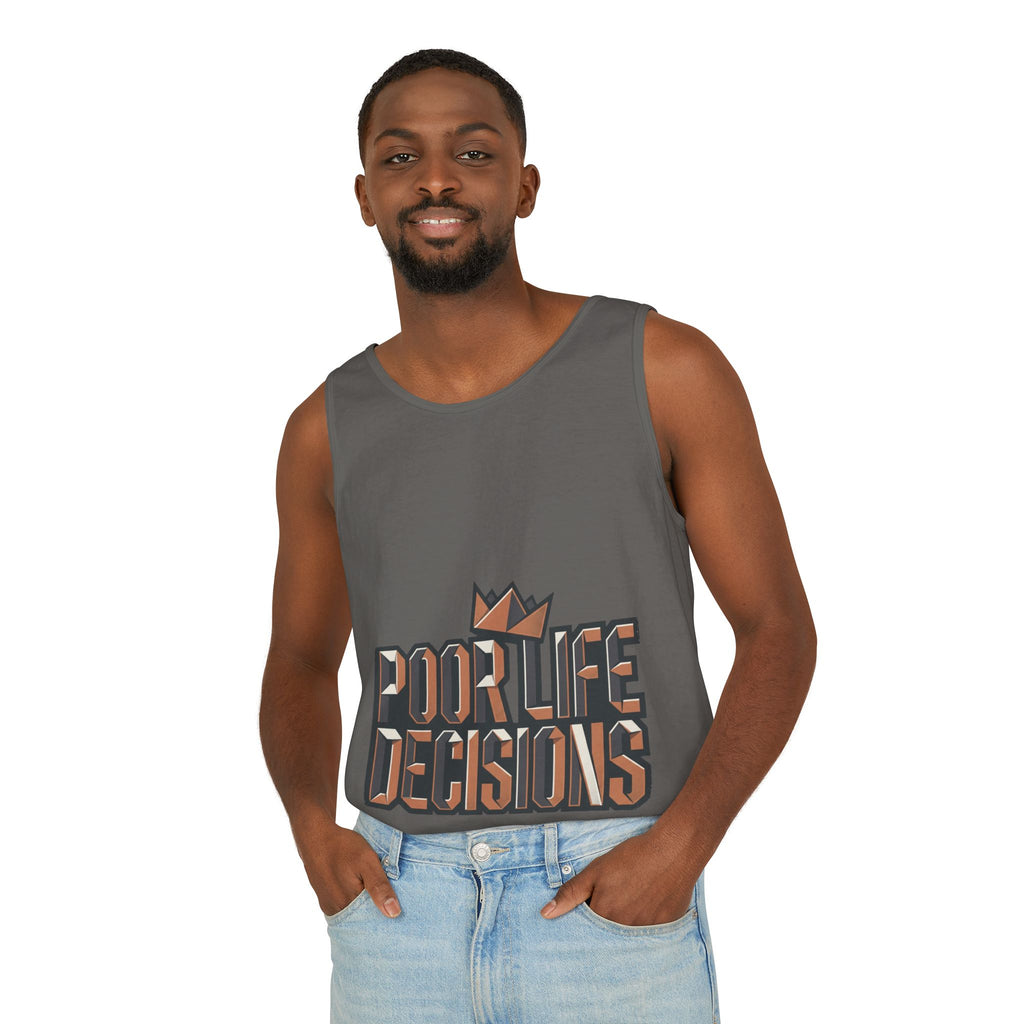 'Poor Life Decisions' Graphic Tank Top — Funny Typography Crown Summer Tee