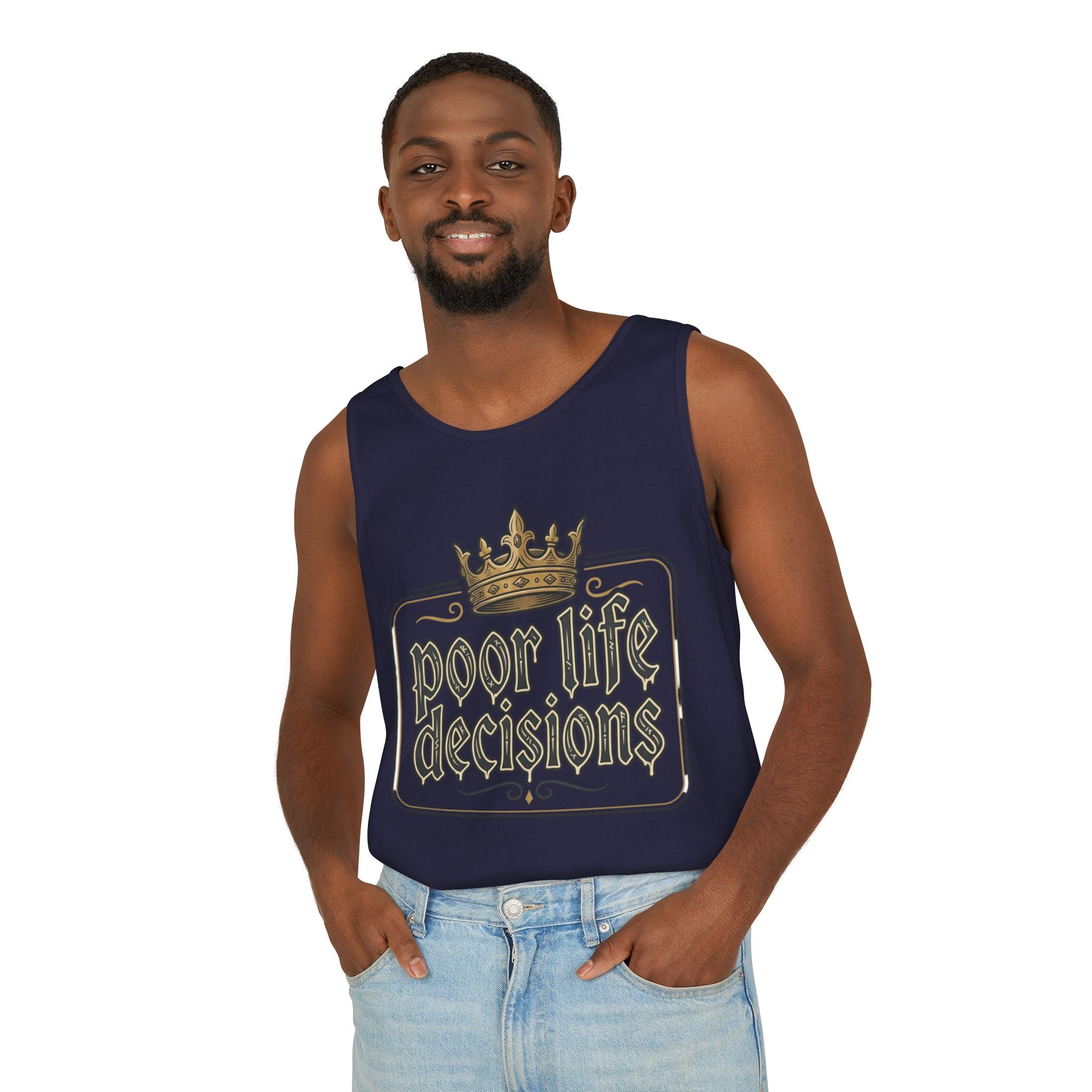 Poor Life Decisions Tank Top — Vintage Crown Graphic
