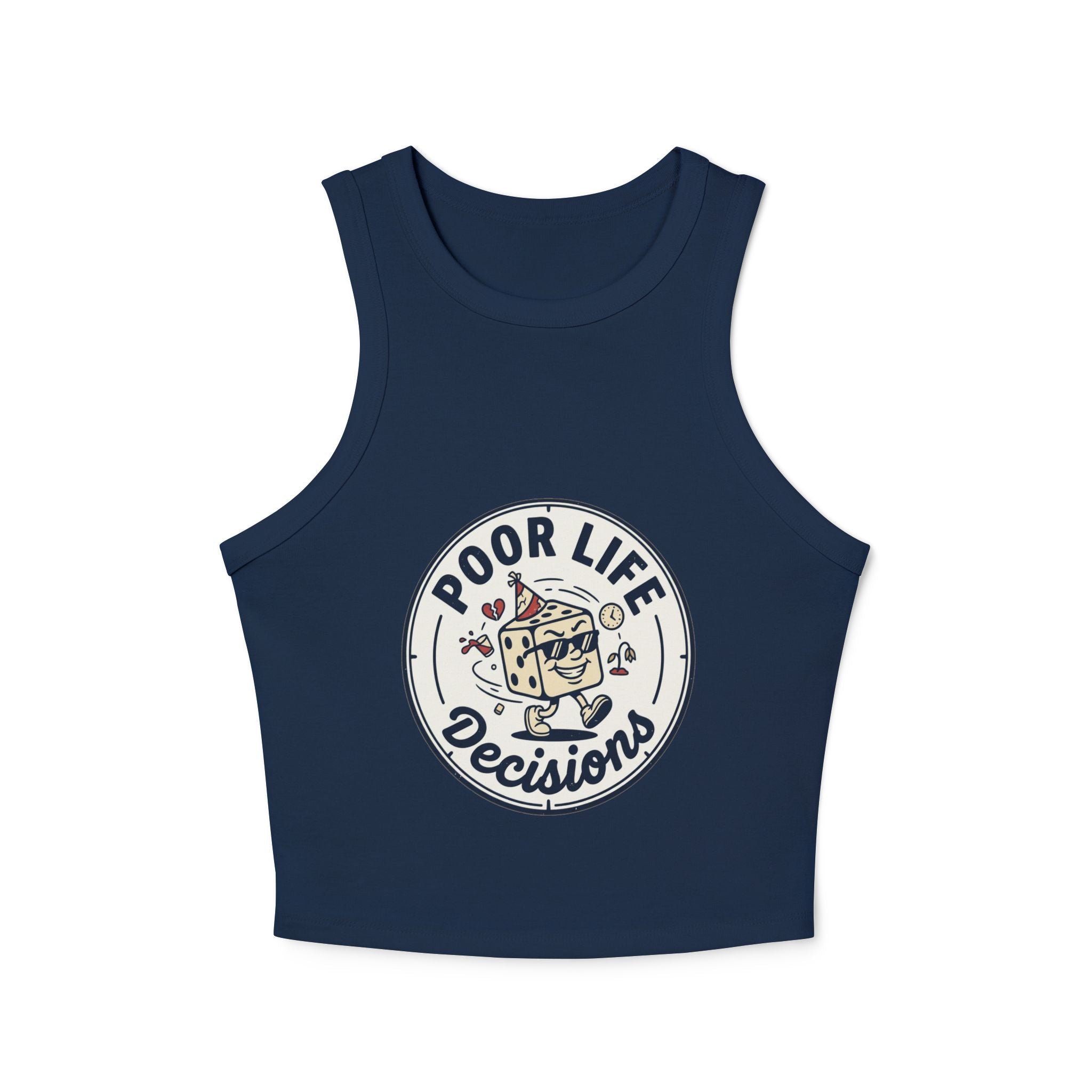 Racer Tank — "Poor Life Decisions" Retro Cocktail Graphic