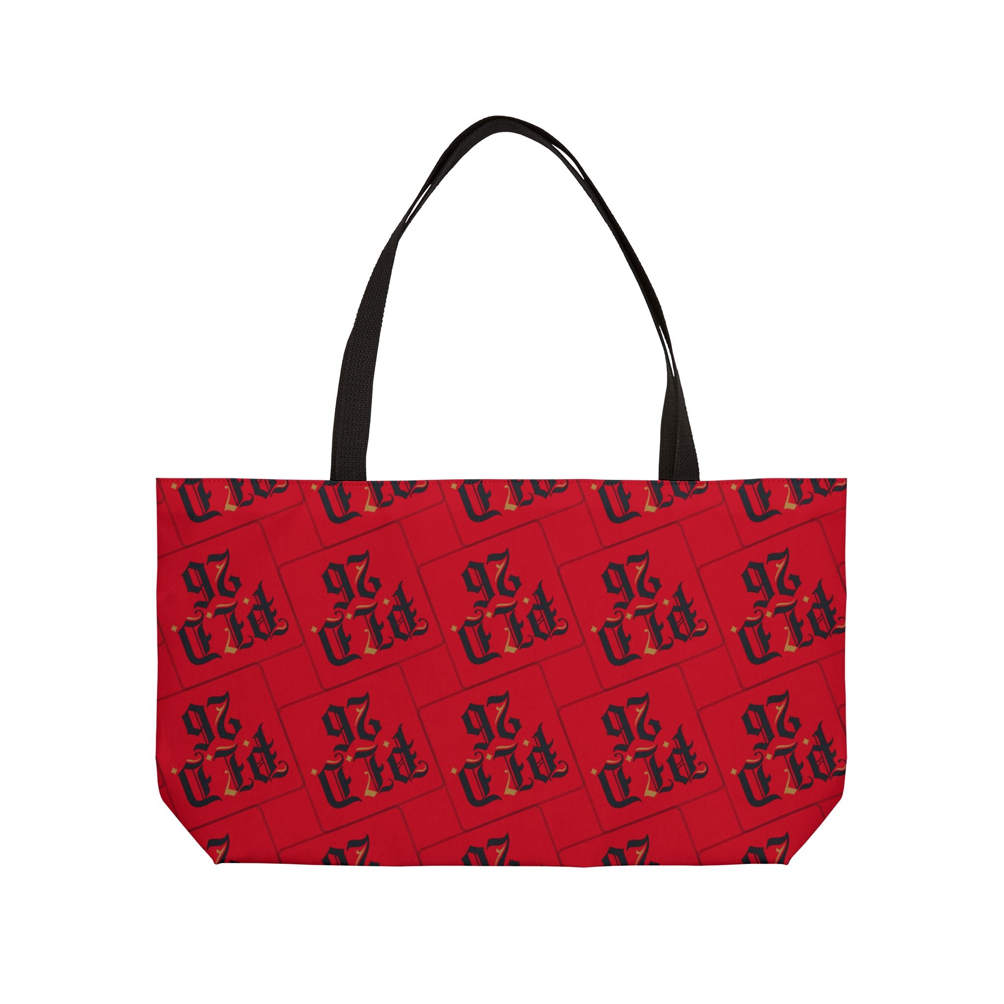 Weekender Tote Bag – Red Plaid 'WLD 26' Pattern Carryall