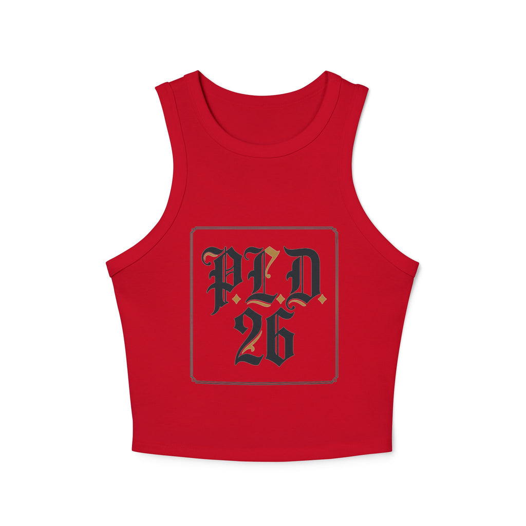 PLD 26 Gothic Crop Tank Top — Women's Racer Ribbed Tank