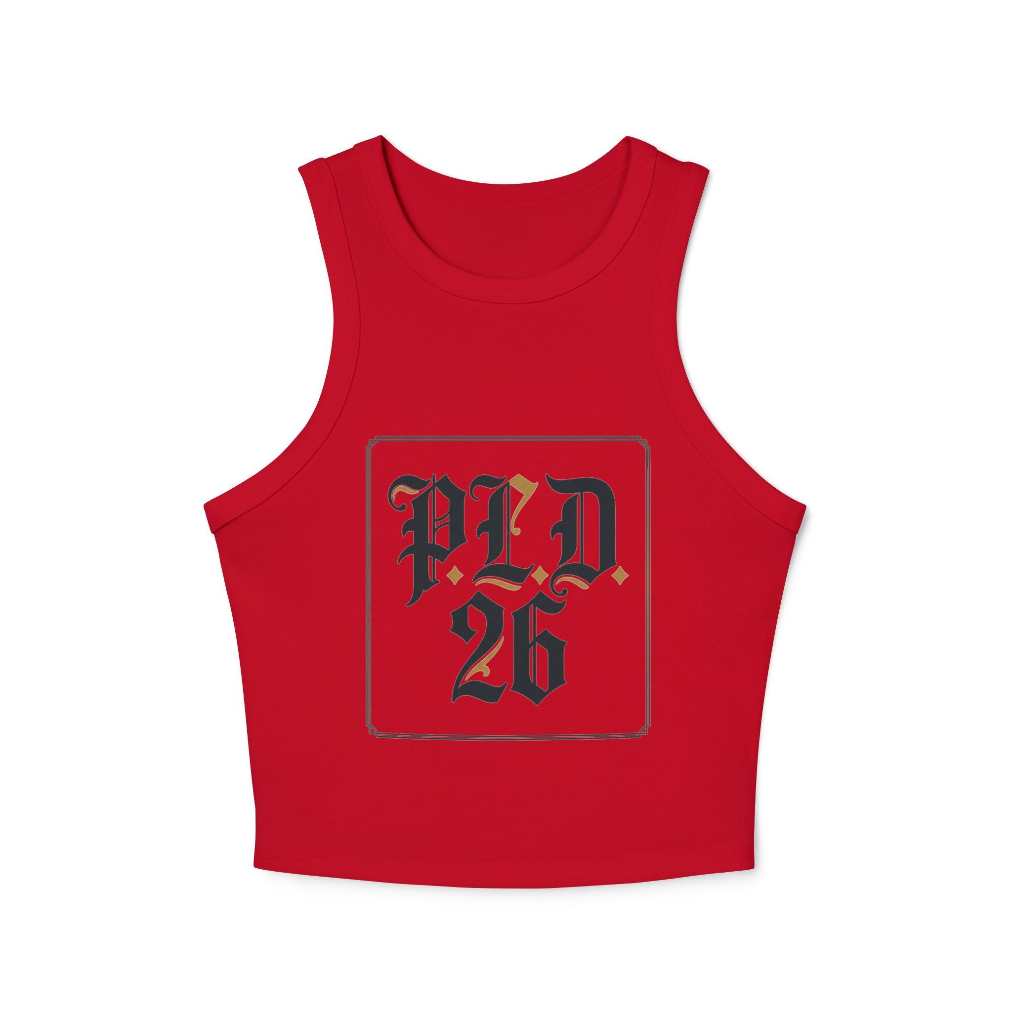 PLD 26 Gothic Crop Tank Top — Women's Racer Ribbed Tank