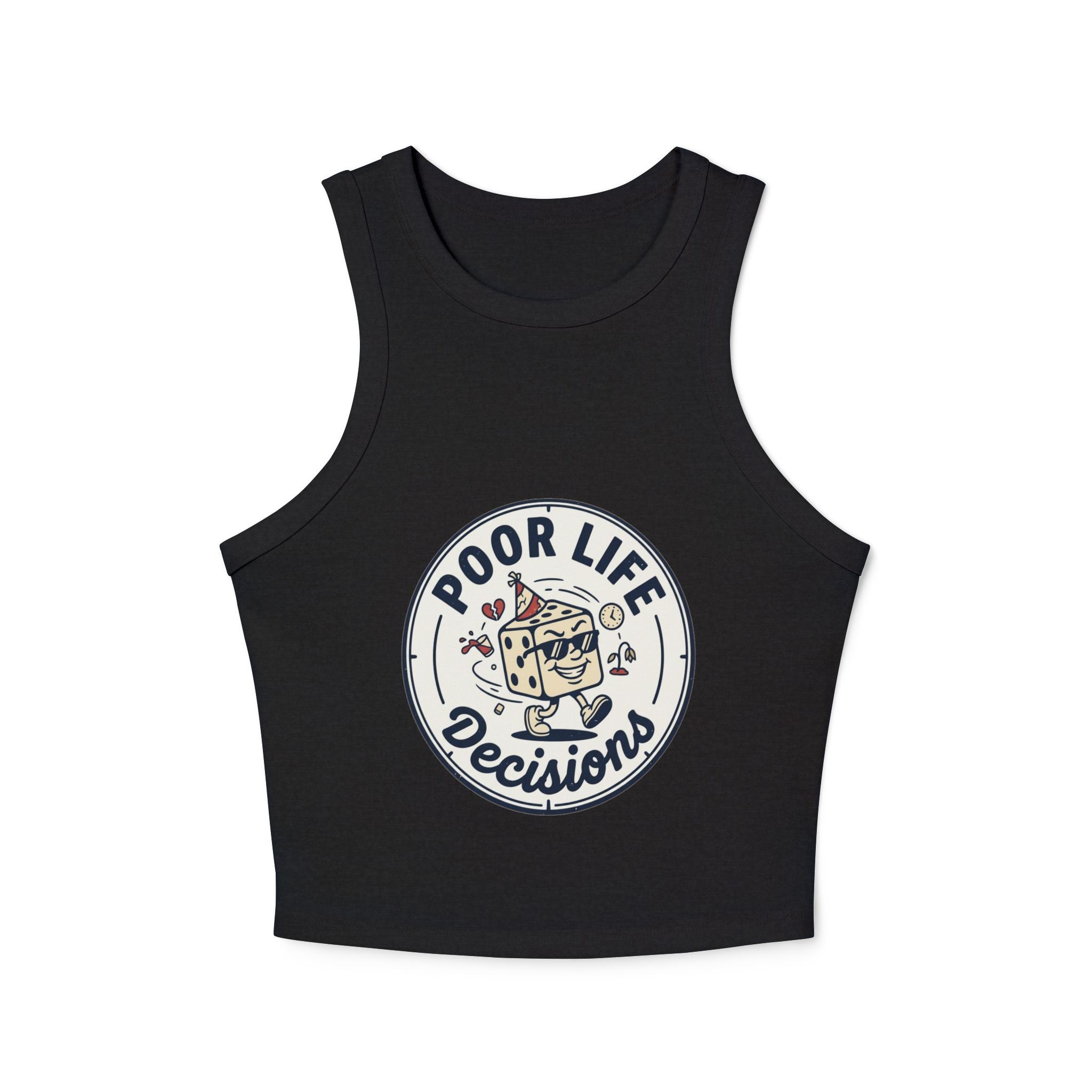 Racer Tank — "Poor Life Decisions" Retro Cocktail Graphic