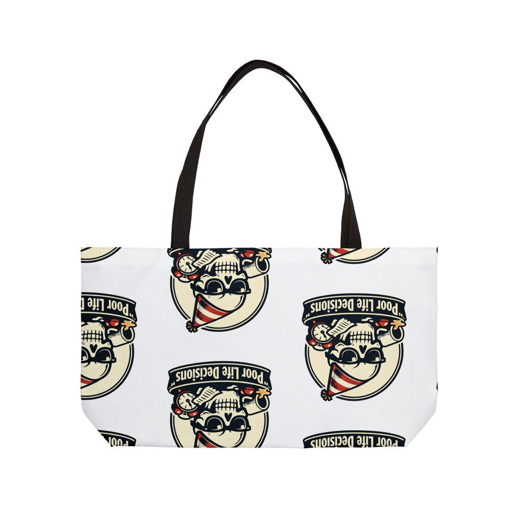 Weekender Tote Bag — 'Poor Life Decisions' Skull Beach Tote