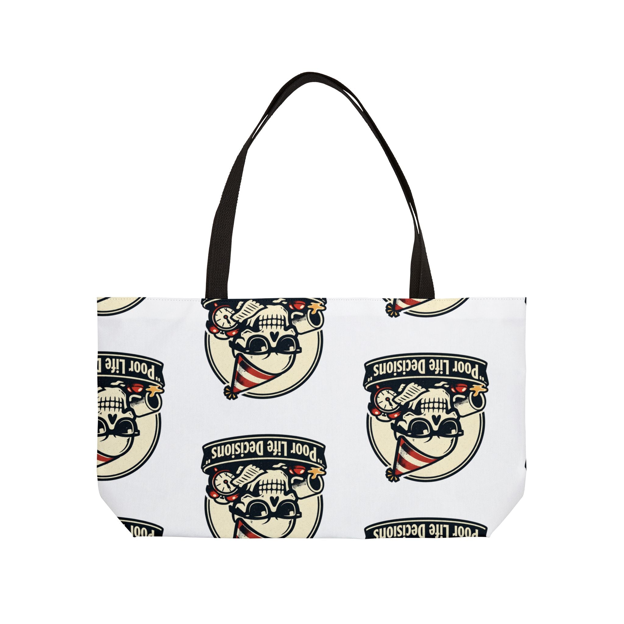 Weekender Tote Bag — 'Poor Life Decisions' Skull Beach Tote