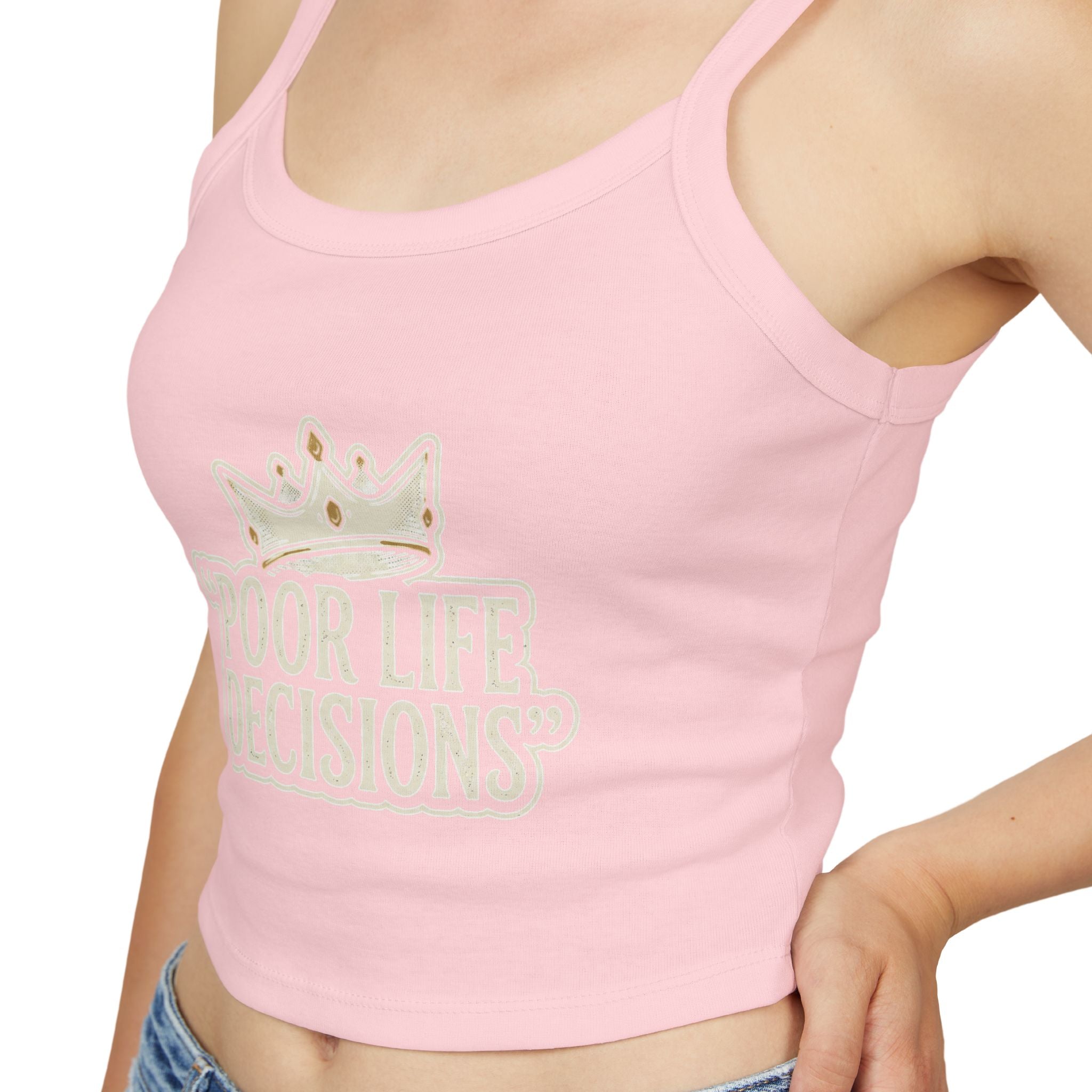 Spaghetti Tank Top — "Poor Life Decisions" Crown Graphic