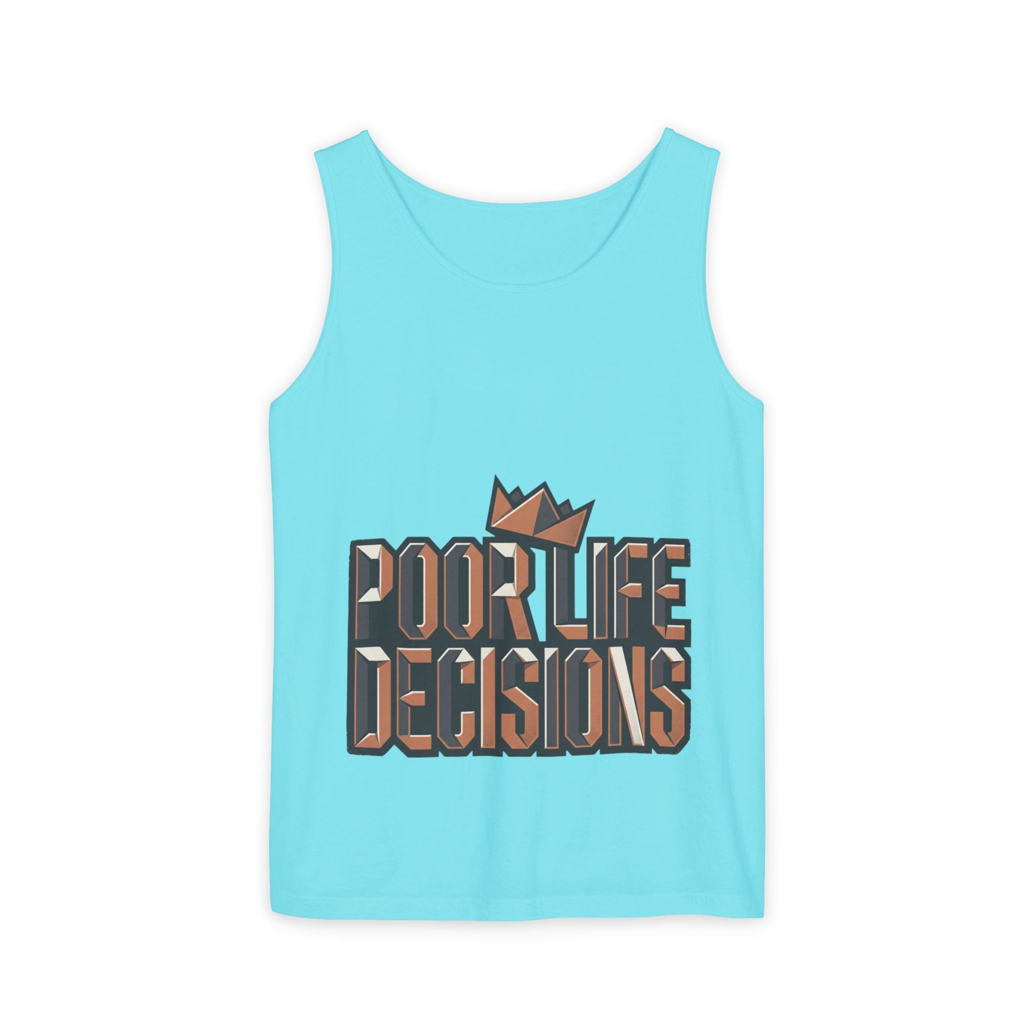 'Poor Life Decisions' Graphic Tank Top — Funny Typography Crown Summer Tee
