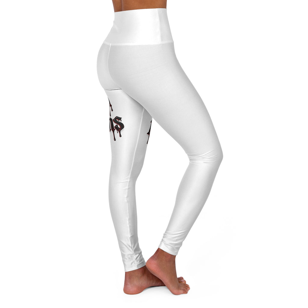 High-Waisted Yoga Leggings — "Pour Out My Decisions" Drip Text Athletic Leggings