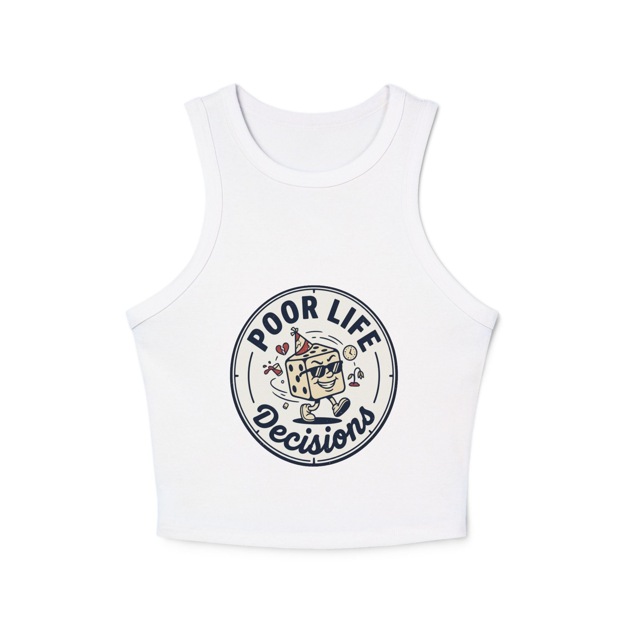 Racer Tank — "Poor Life Decisions" Retro Cocktail Graphic