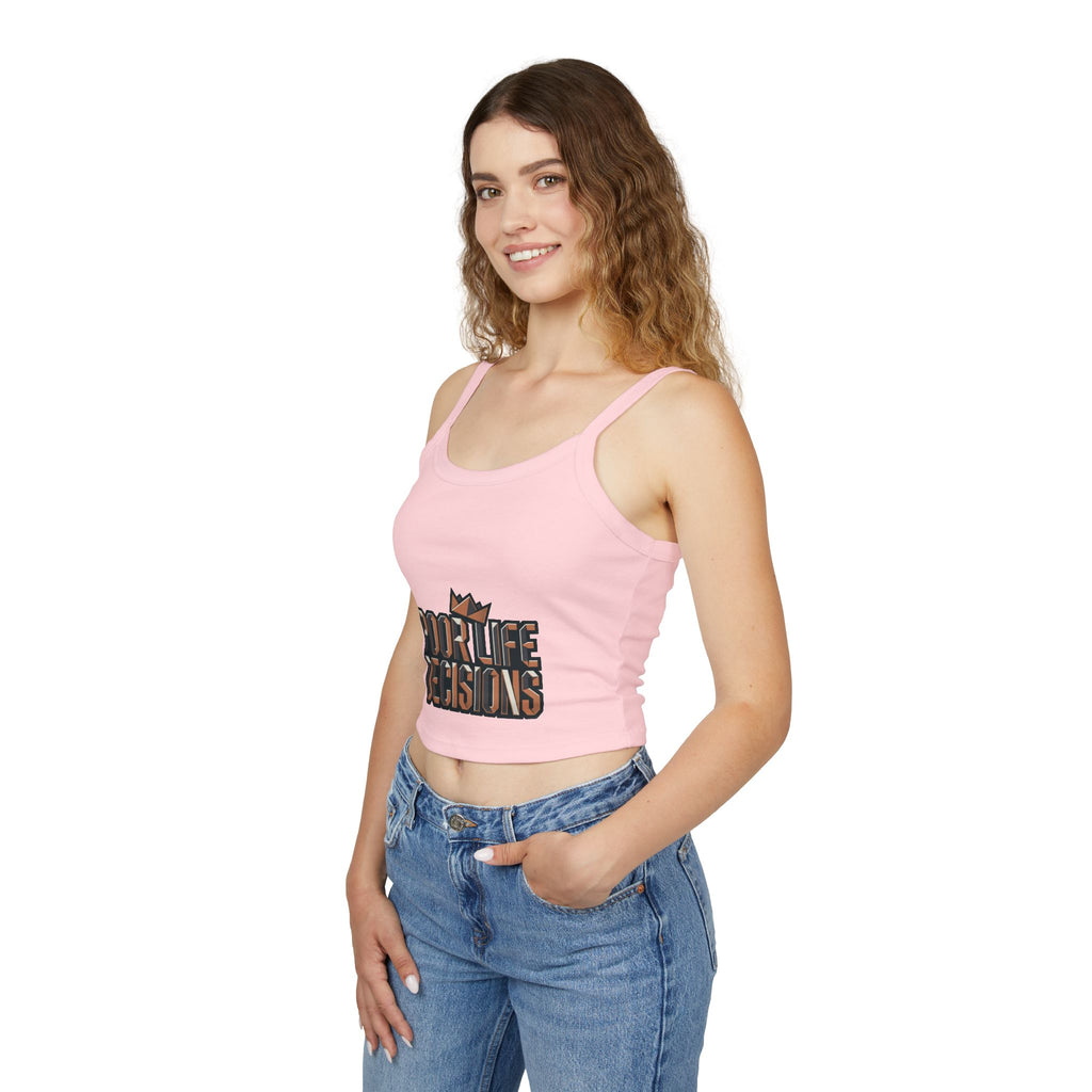Spaghetti Tank Top — 'Poor Life Decisions' Crown Graphic
