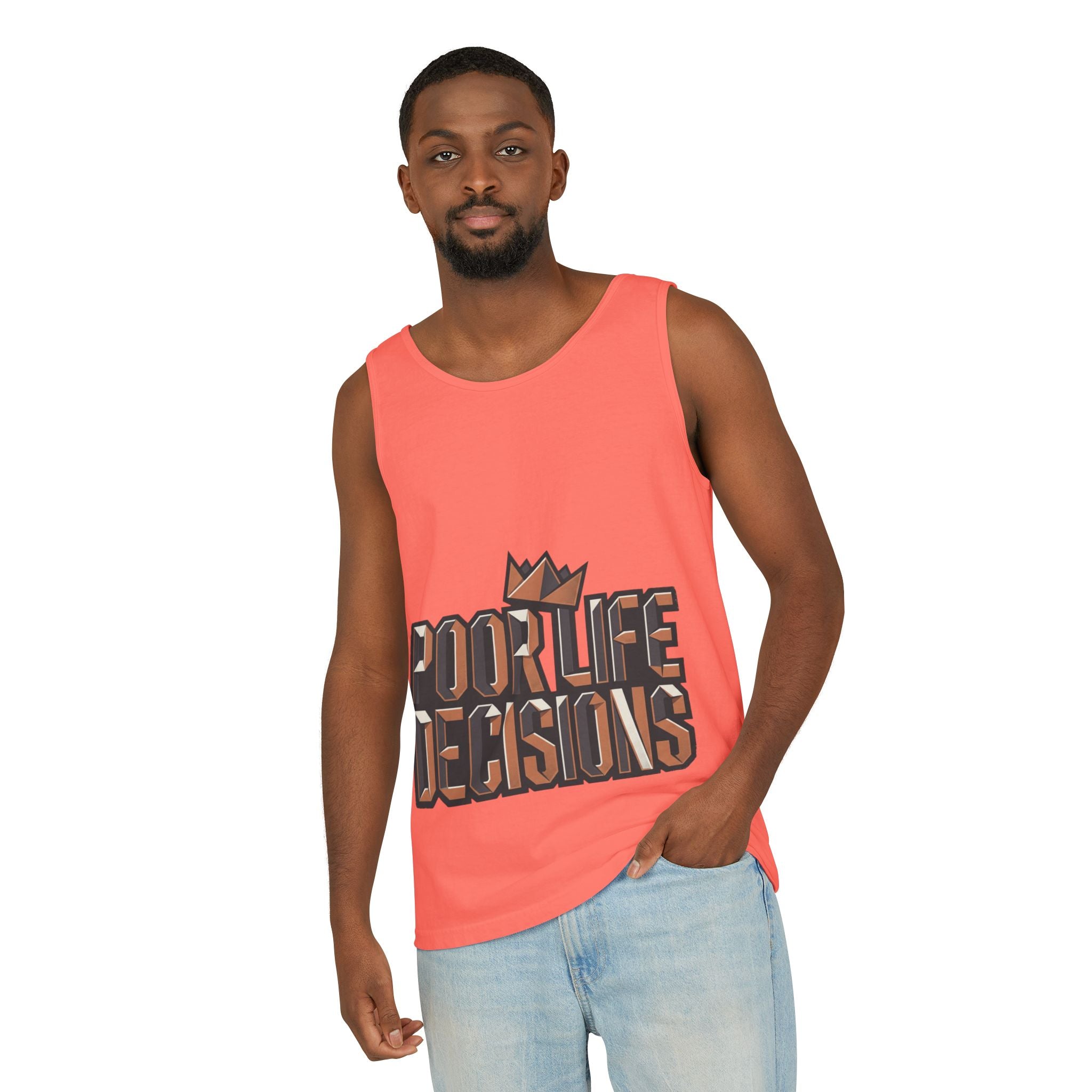 'Poor Life Decisions' Graphic Tank Top — Funny Typography Crown Summer Tee