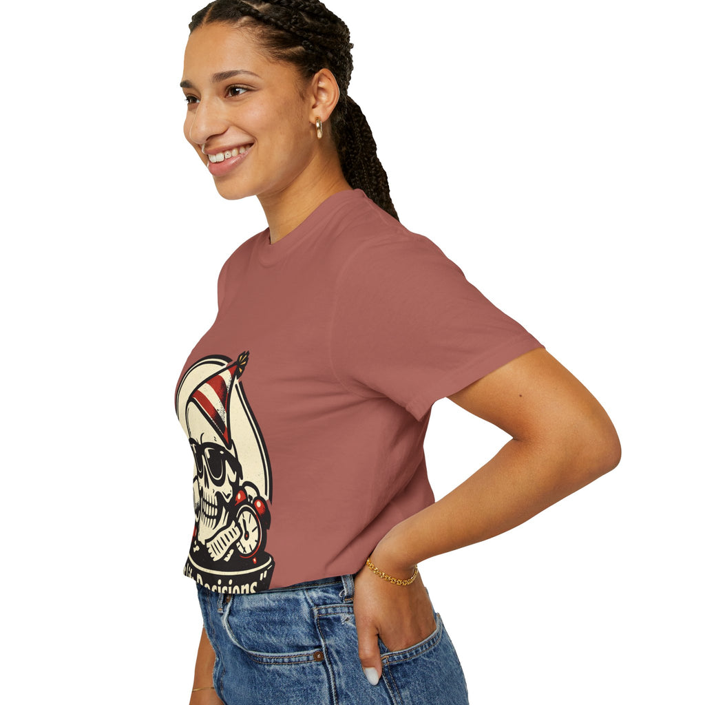 Poor Life Decisions Skull T-Shirt — Funny Party Skull Graphic Tee