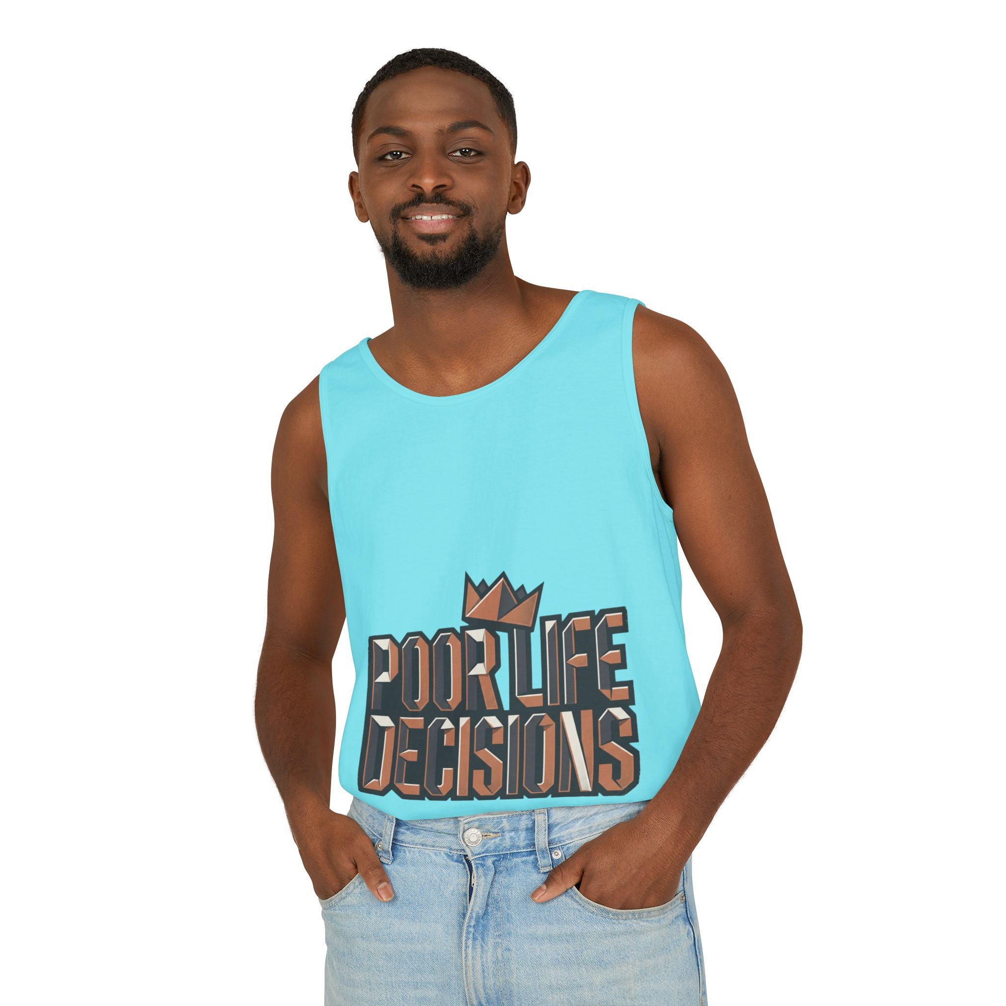 'Poor Life Decisions' Graphic Tank Top — Funny Typography Crown Summer Tee