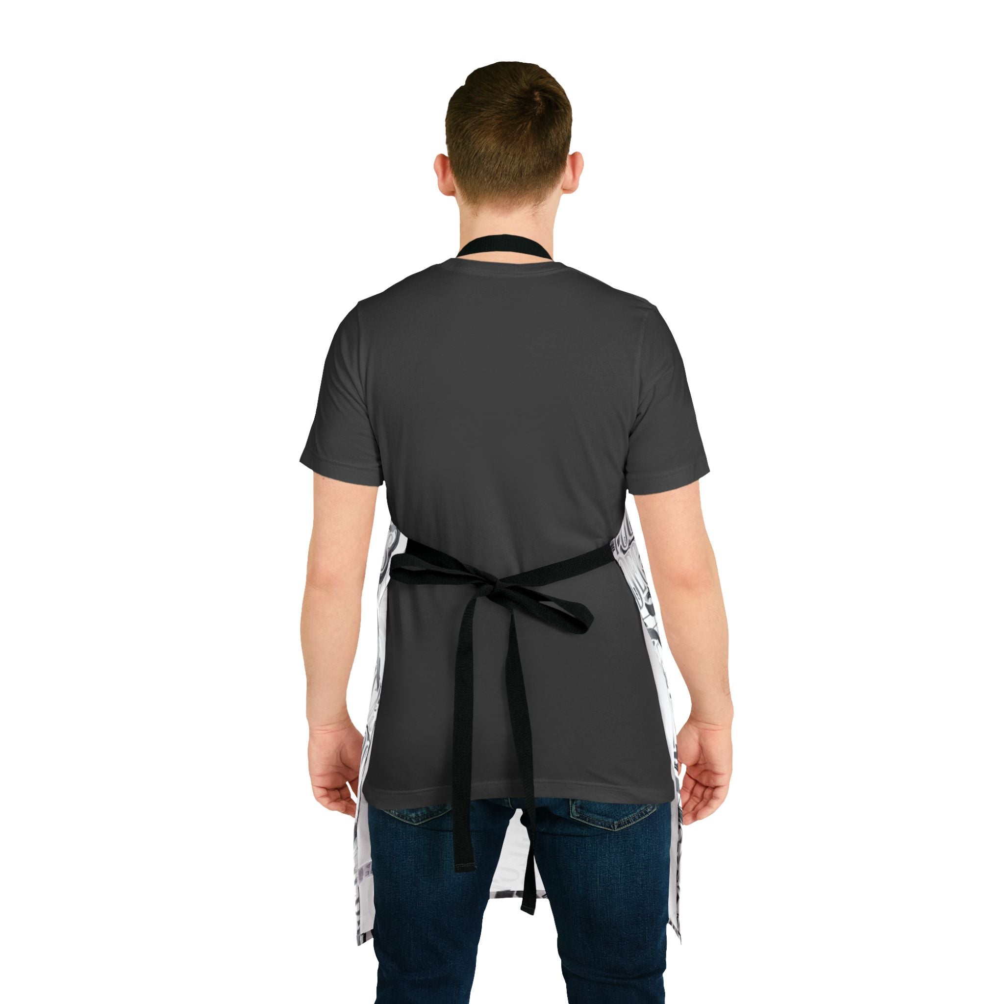 Monochrome ‘Puur’n Delusions’ Pattern Apron — Graphic Kitchen Apron with 5-Color Straps