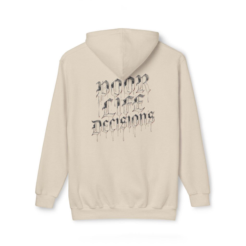Poor Life Decisions Hoodie — White Graphic Hooded Sweatshirt