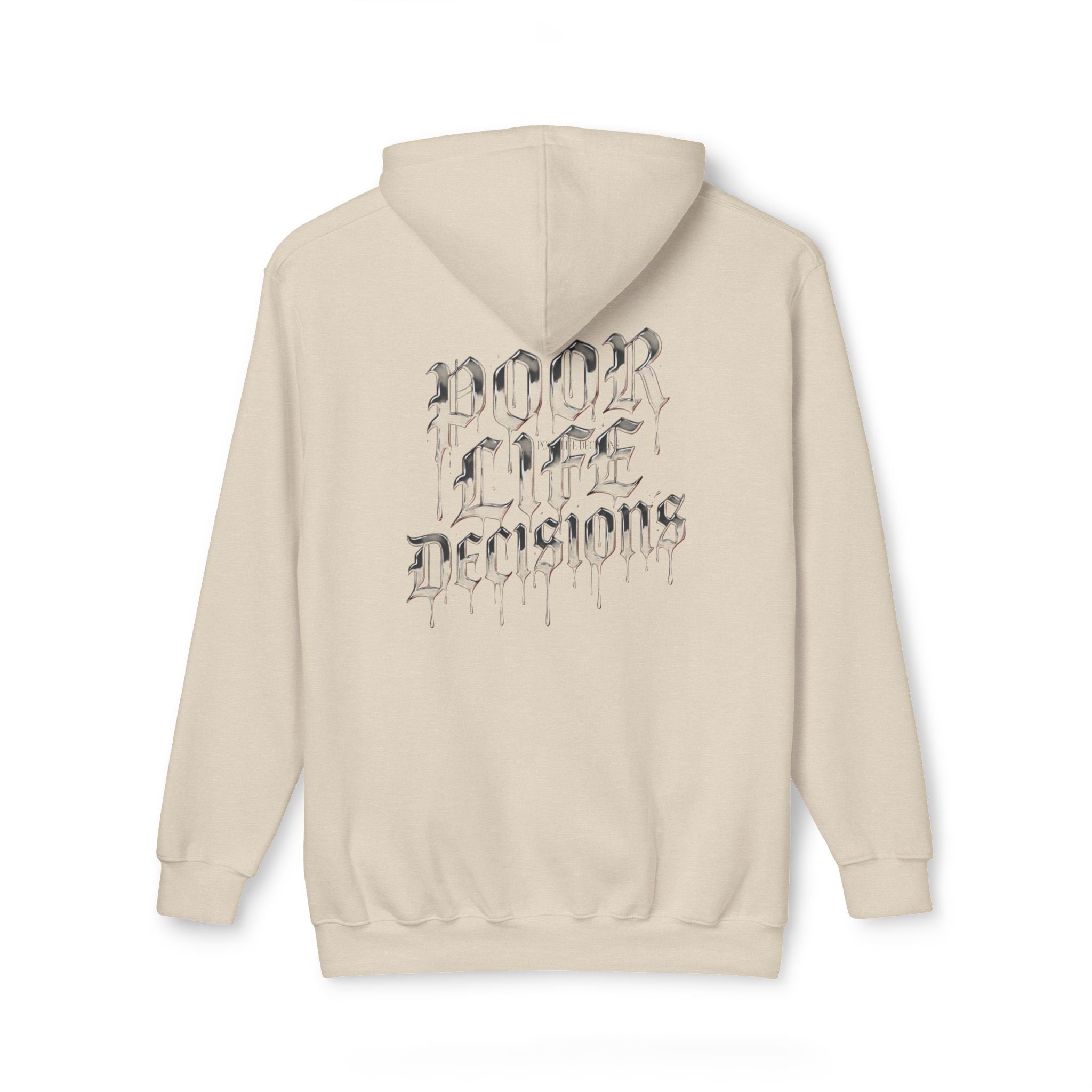 Poor Life Decisions Hoodie — White Graphic Hooded Sweatshirt