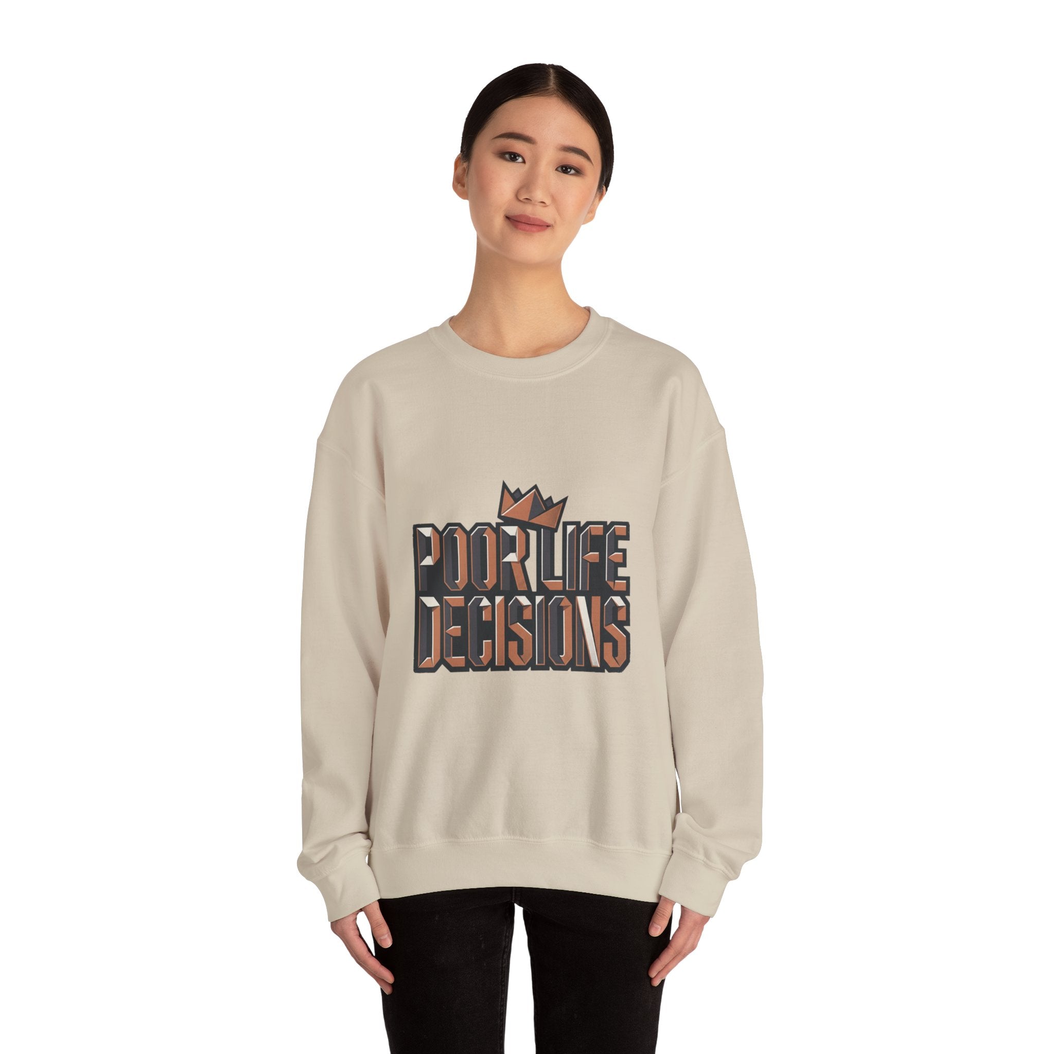Crewneck Sweatshirt — 'Poor Life Decisions' Retro Crown Graphic