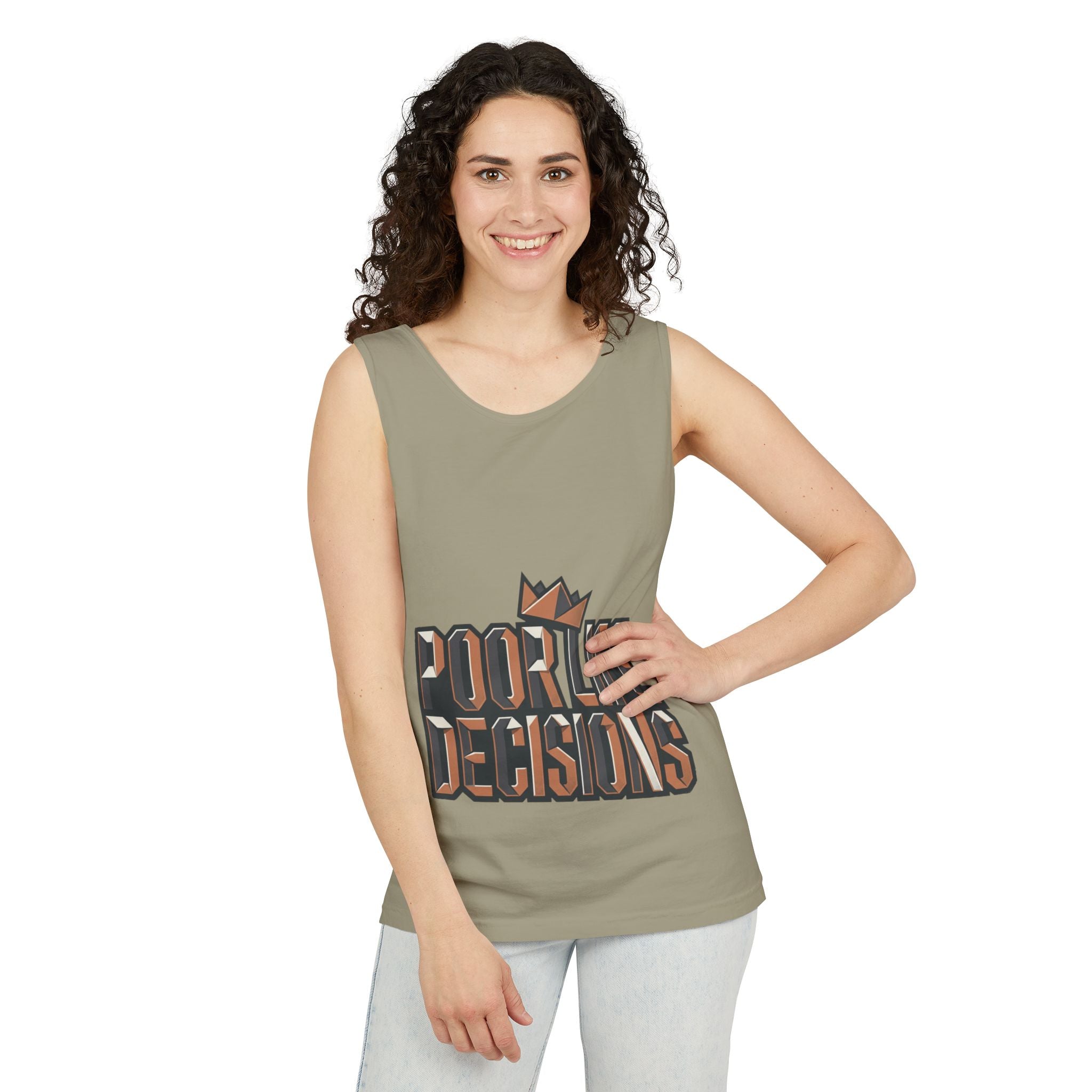 'Poor Life Decisions' Graphic Tank Top — Funny Typography Crown Summer Tee