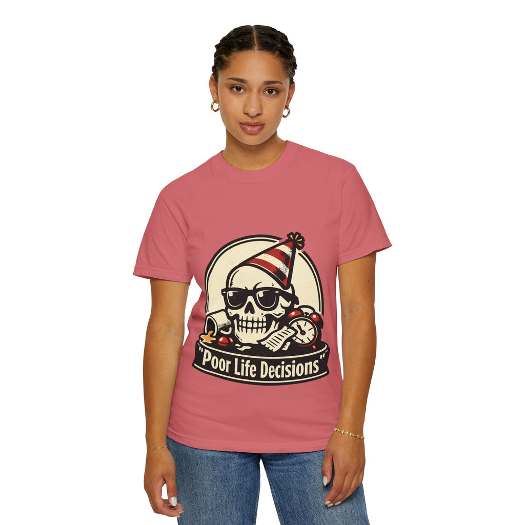 Poor Life Decisions Skull T-Shirt — Funny Party Skull Graphic Tee
