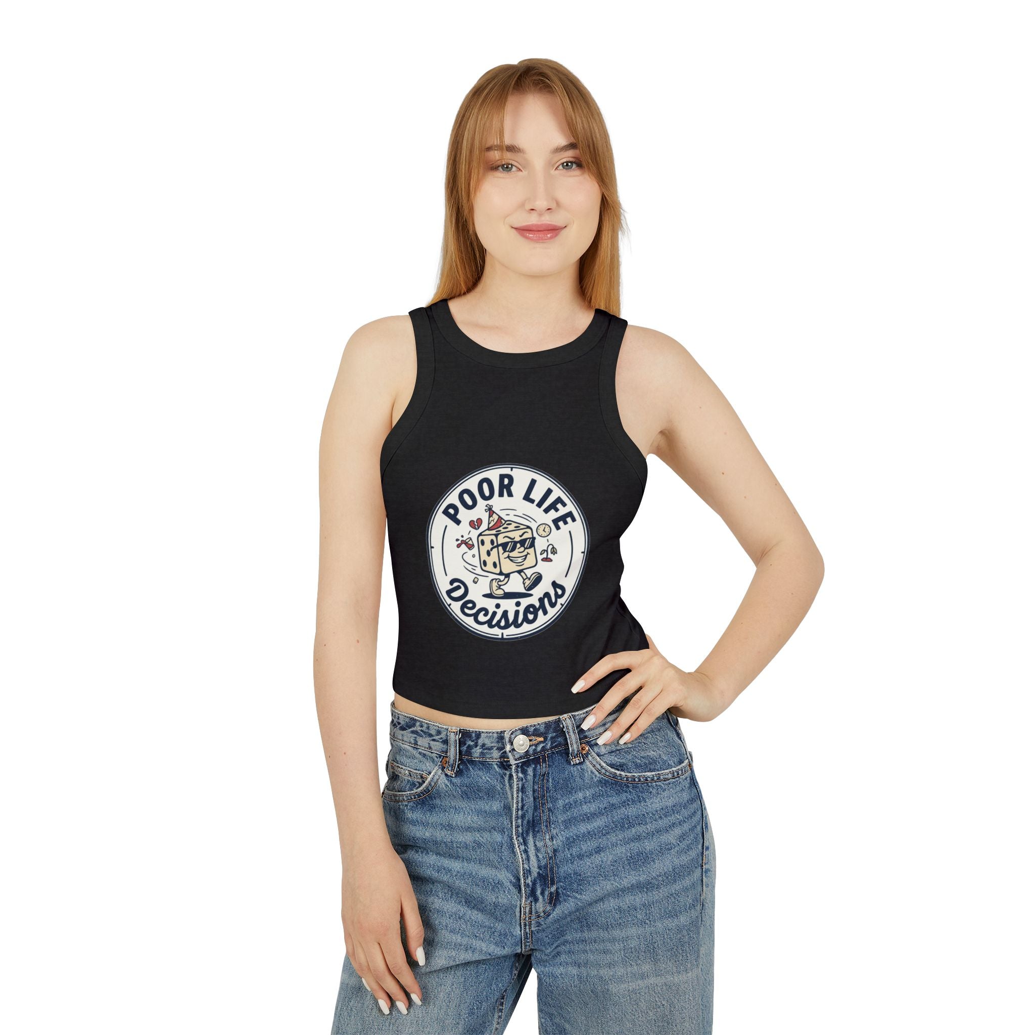 Racer Tank — "Poor Life Decisions" Retro Cocktail Graphic