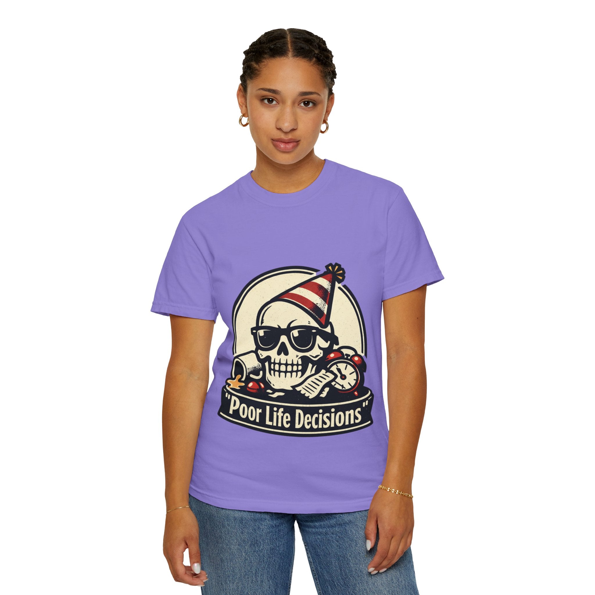 Poor Life Decisions Skull T-Shirt — Funny Party Skull Graphic Tee