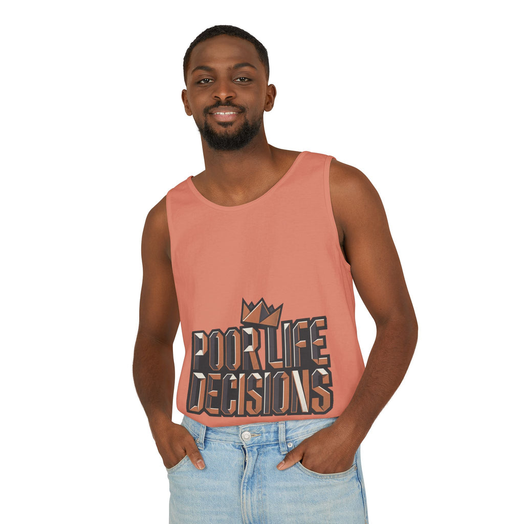 'Poor Life Decisions' Graphic Tank Top — Funny Typography Crown Summer Tee