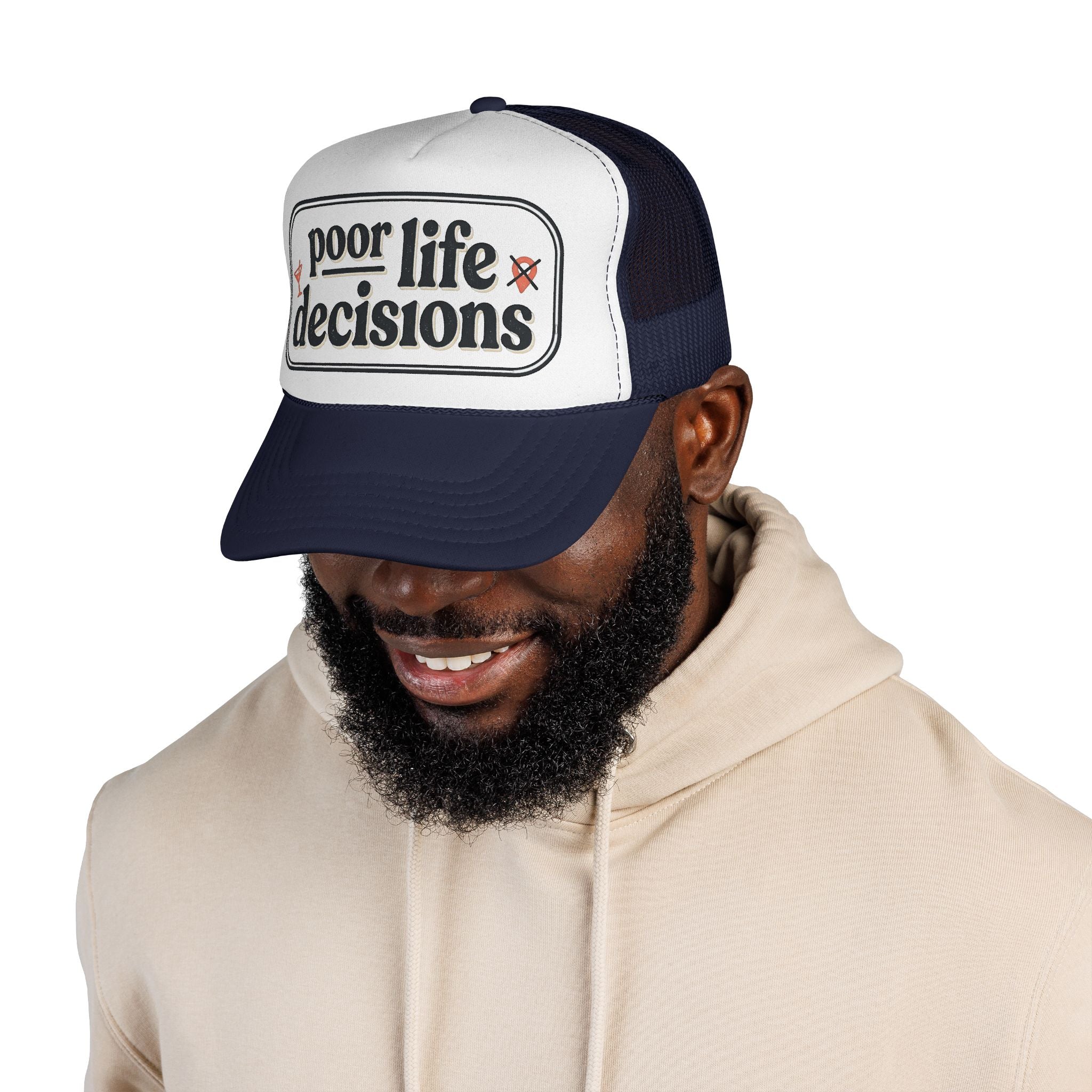 Trucker Hat - "Poor Life Decisions" Retro Mesh Cap