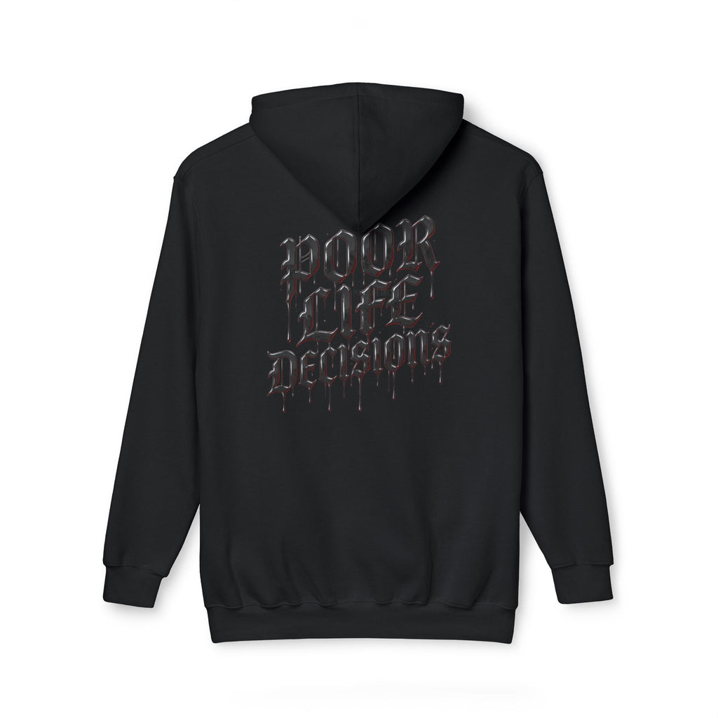 Poor Life Decisions Hoodie — White Graphic Hooded Sweatshirt