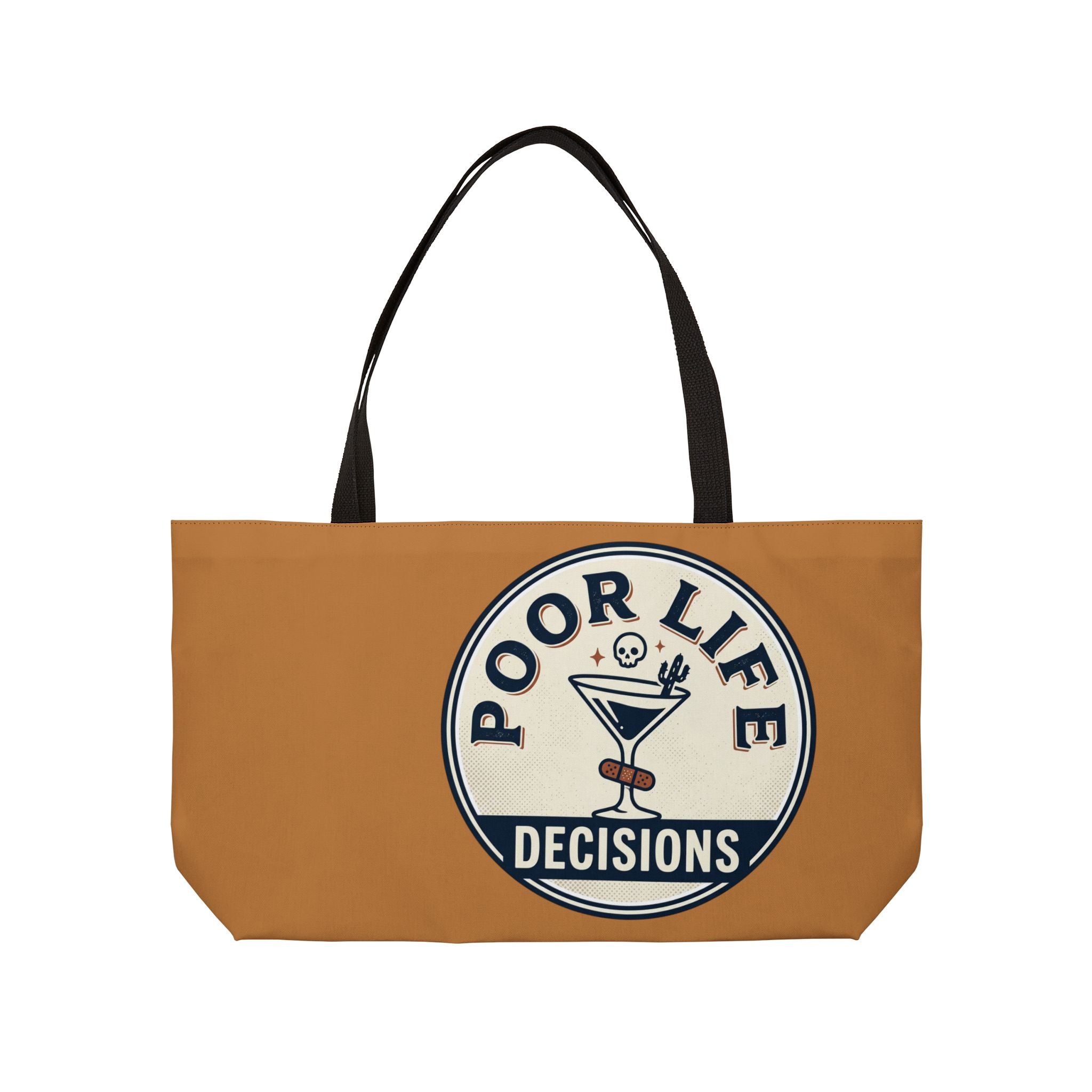 Weekender Tote Bag - "Poor Life Decisions" Retro Badge Travel Tote