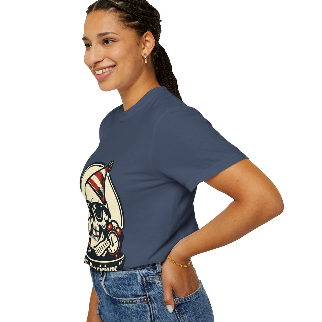 Poor Life Decisions Skull T-Shirt — Funny Party Skull Graphic Tee