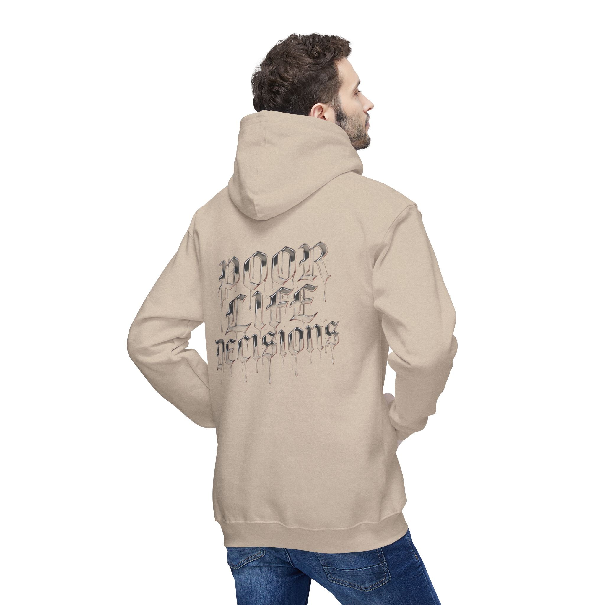 Poor Life Decisions Hoodie — White Graphic Hooded Sweatshirt