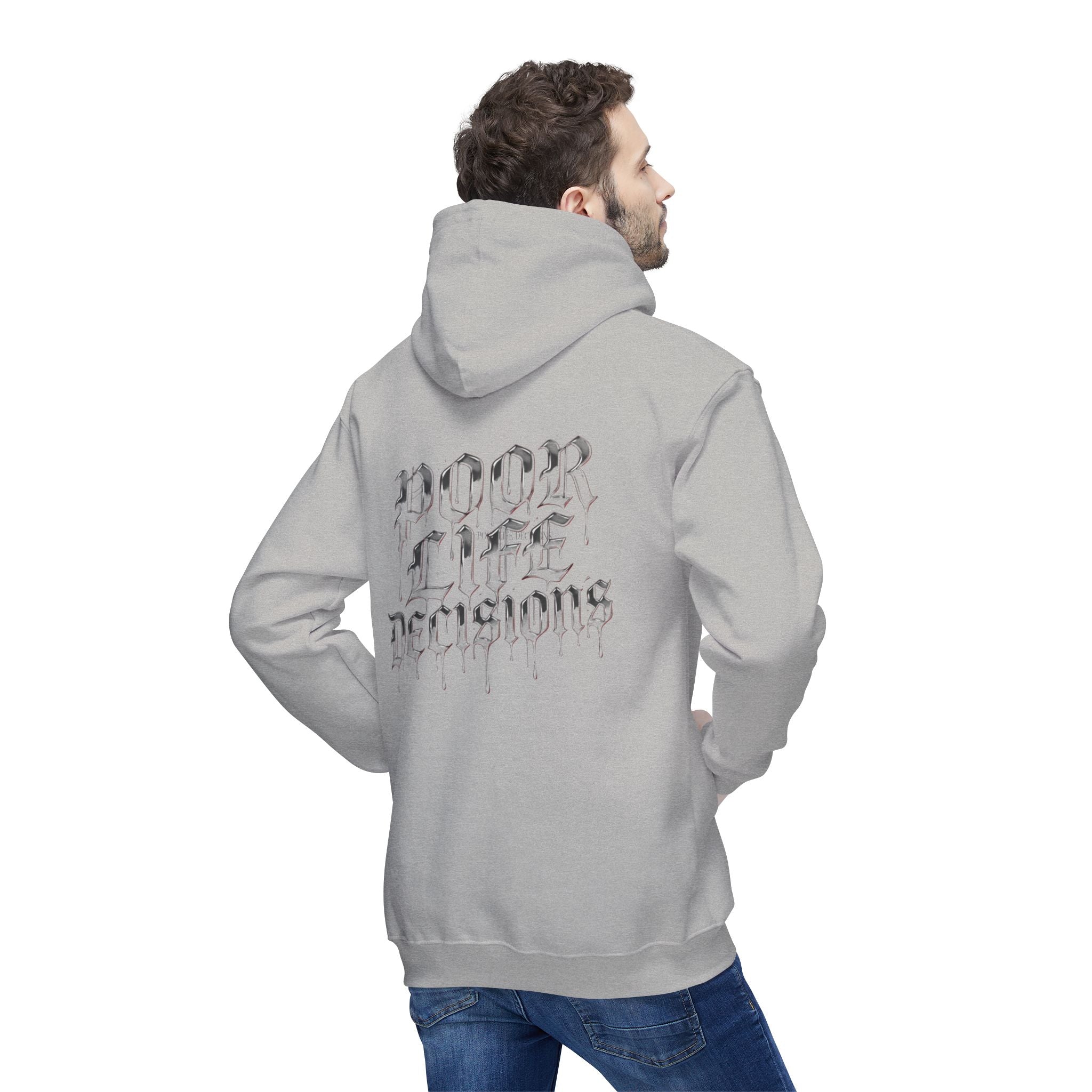 Poor Life Decisions Hoodie — White Graphic Hooded Sweatshirt