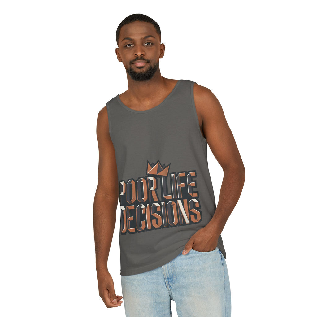 'Poor Life Decisions' Graphic Tank Top — Funny Typography Crown Summer Tee