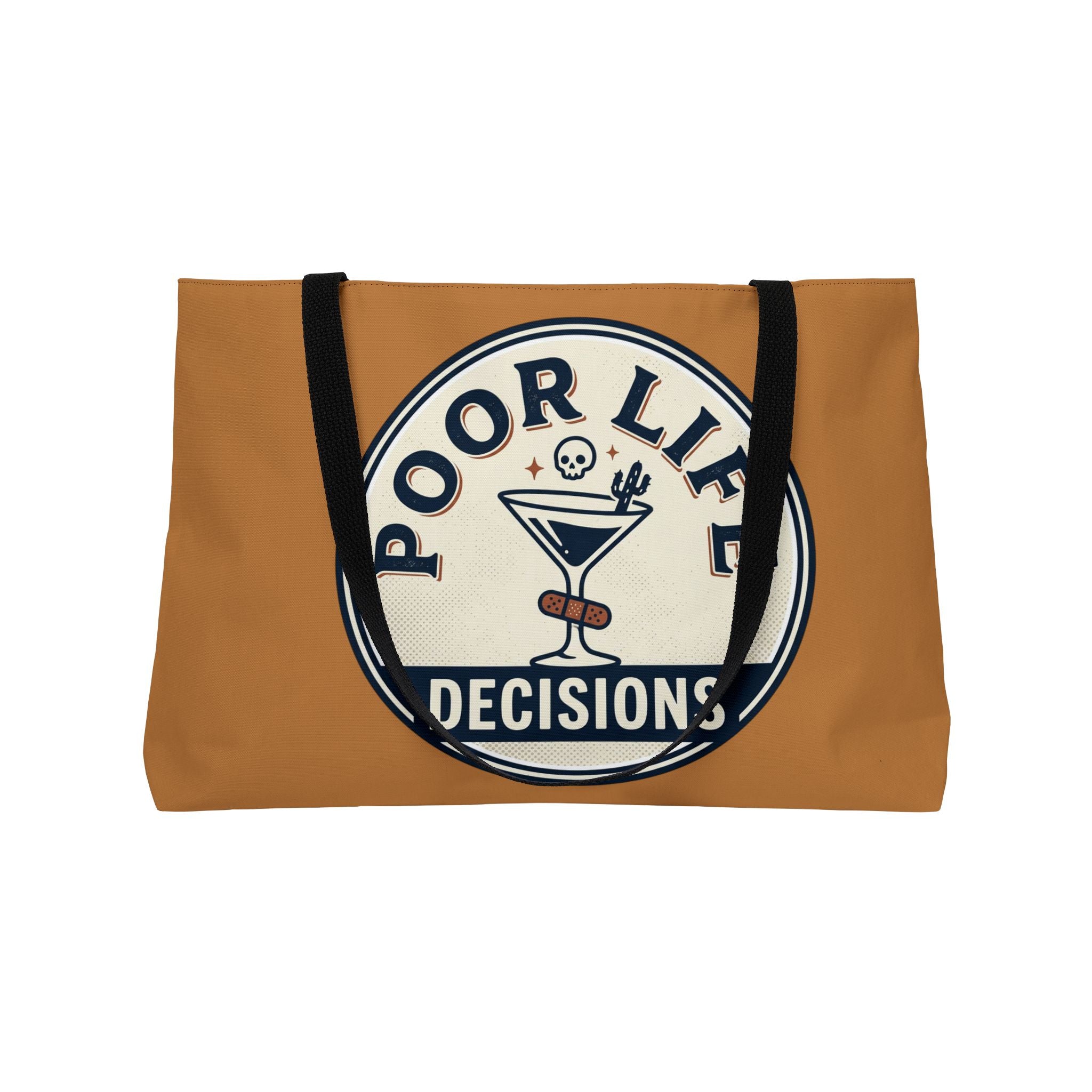Weekender Tote Bag - "Poor Life Decisions" Retro Badge Travel Tote