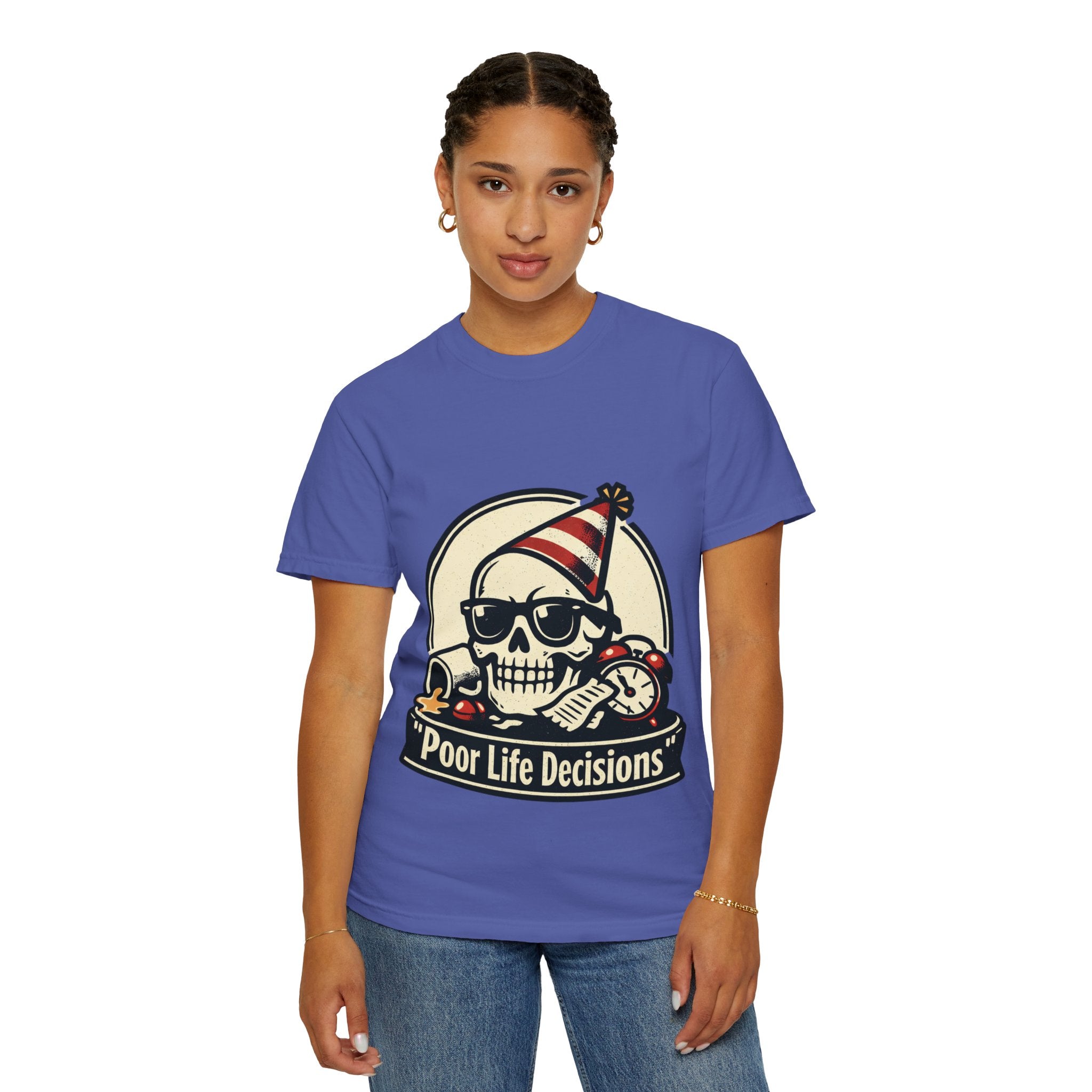 Poor Life Decisions Skull T-Shirt — Funny Party Skull Graphic Tee