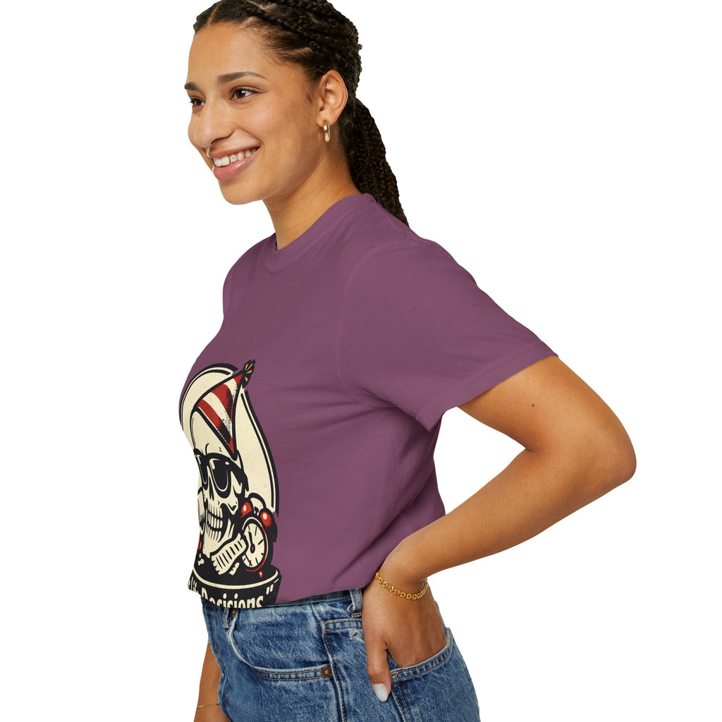 Poor Life Decisions Skull T-Shirt — Funny Party Skull Graphic Tee