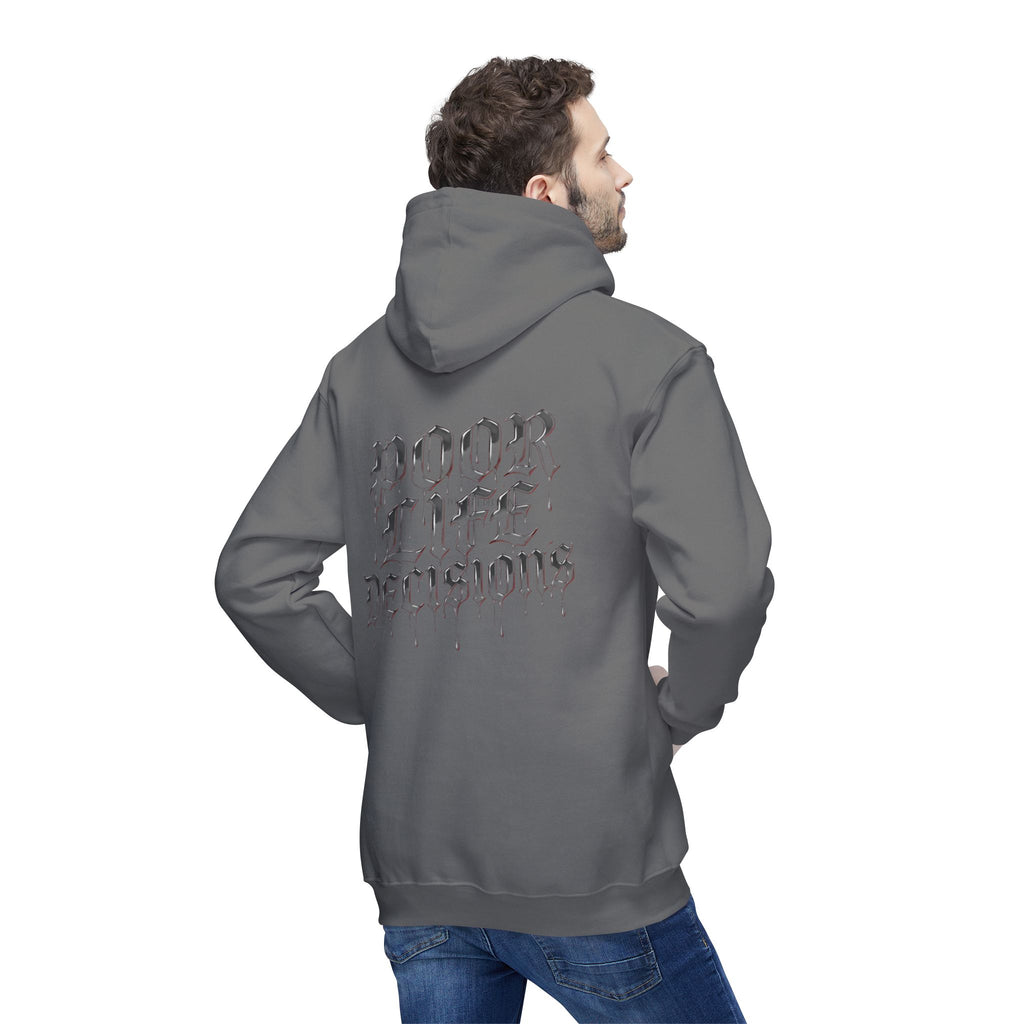 Poor Life Decisions Hoodie — White Graphic Hooded Sweatshirt