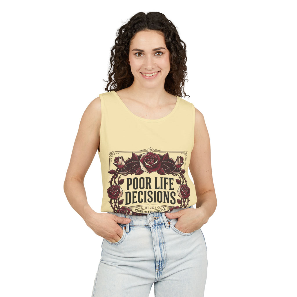 Poor Life Decisions Floral Tank Top — Funny Rose Graphic Tank