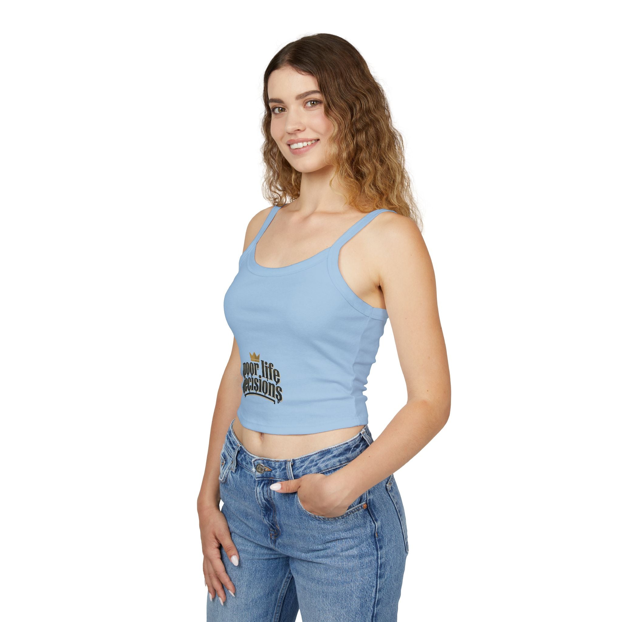 Crop Tank Top – 'poor life decisions' Vintage Script Graphic Tank