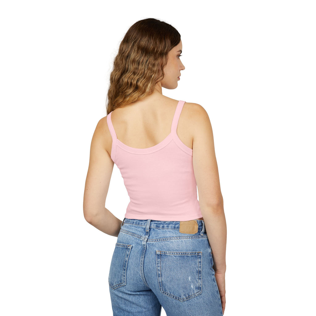 Spaghetti Tank Top — 'Poor Life Decisions' Patch Graphic Crop Top