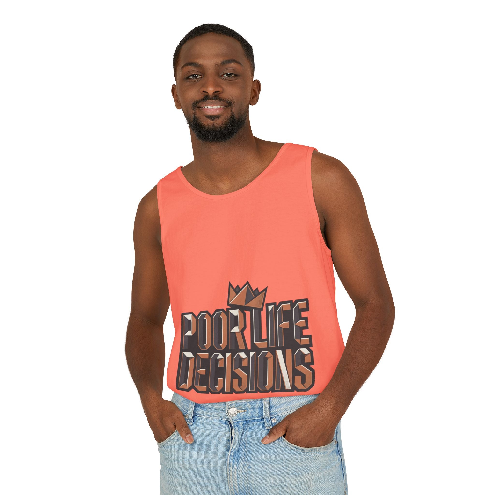 'Poor Life Decisions' Graphic Tank Top — Funny Typography Crown Summer Tee