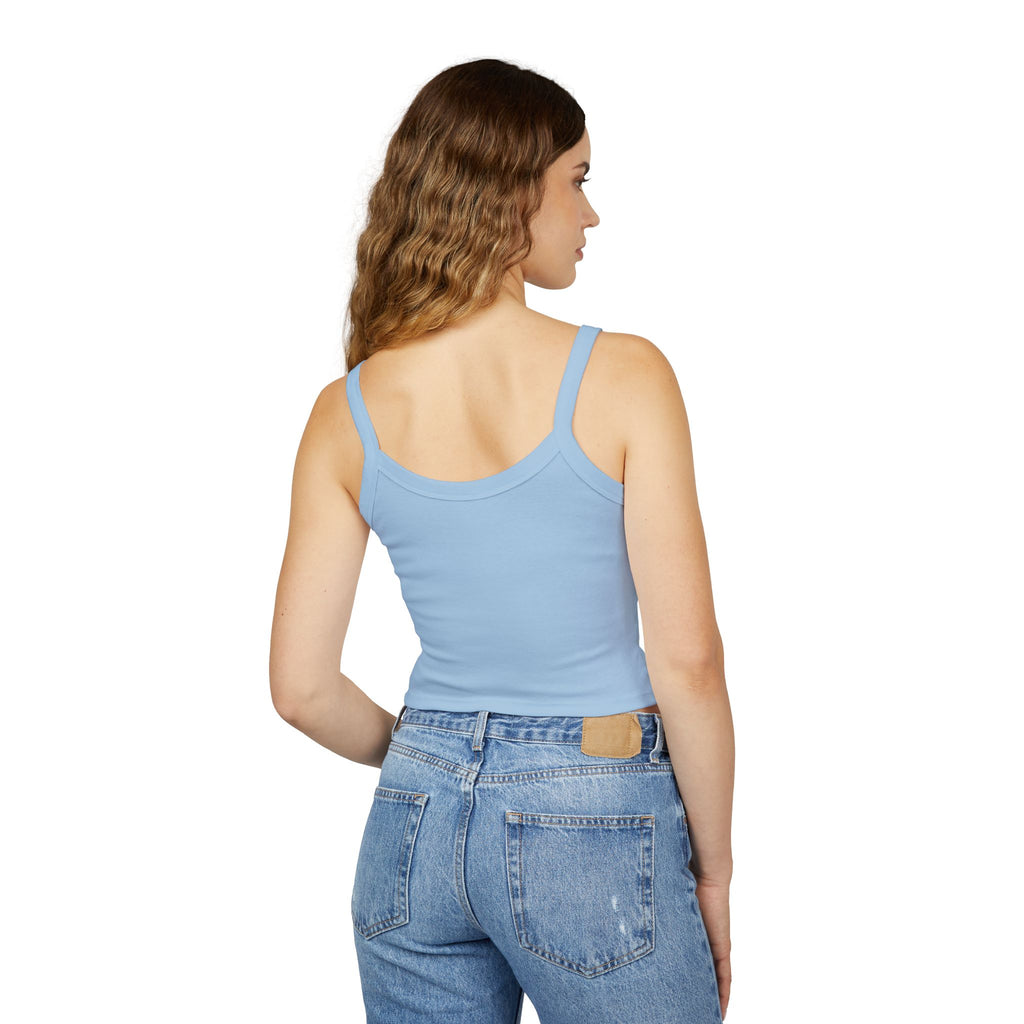 Spaghetti Tank Top — 'Poor Life Decisions' Patch Graphic Crop Top