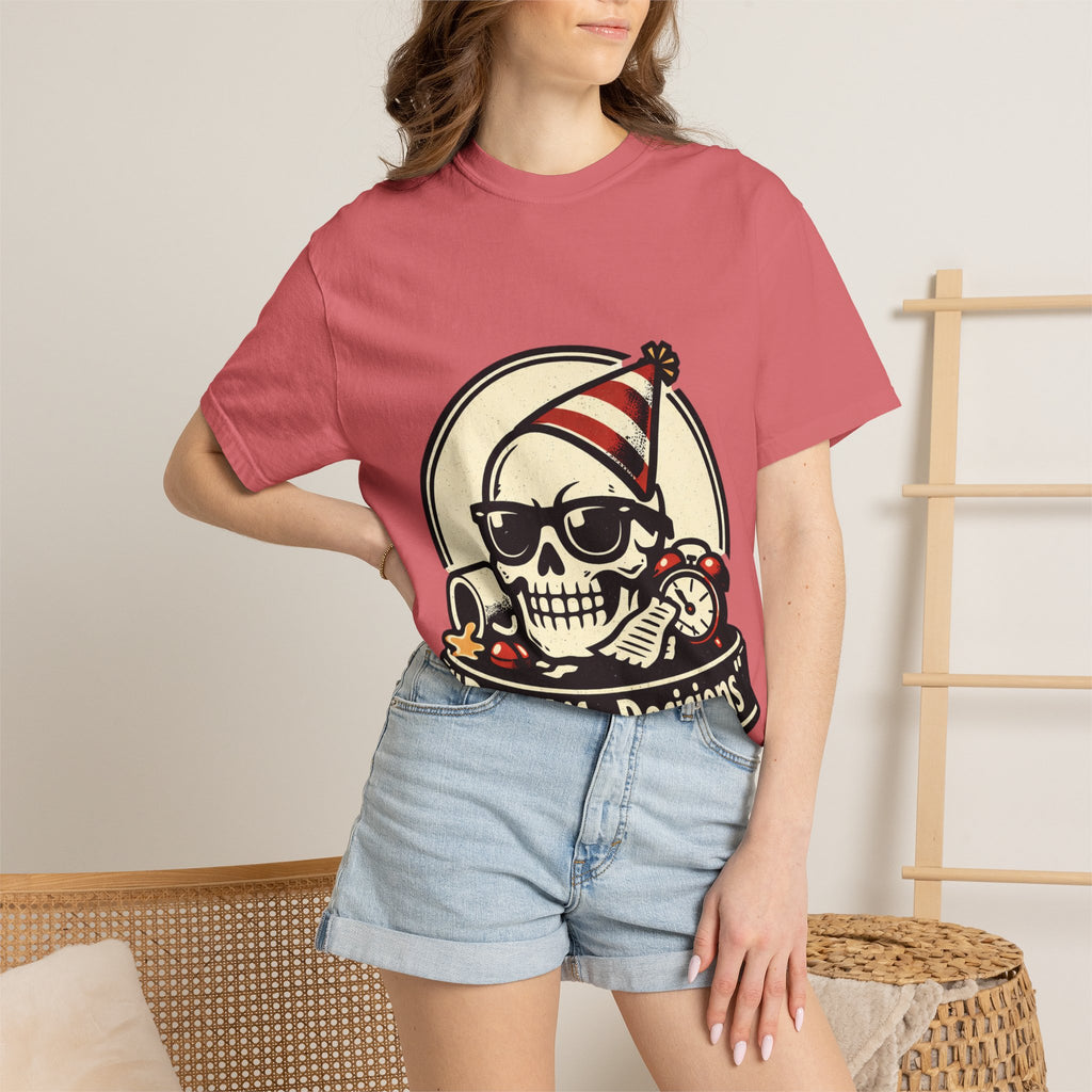 Poor Life Decisions Skull T-Shirt — Funny Party Skull Graphic Tee