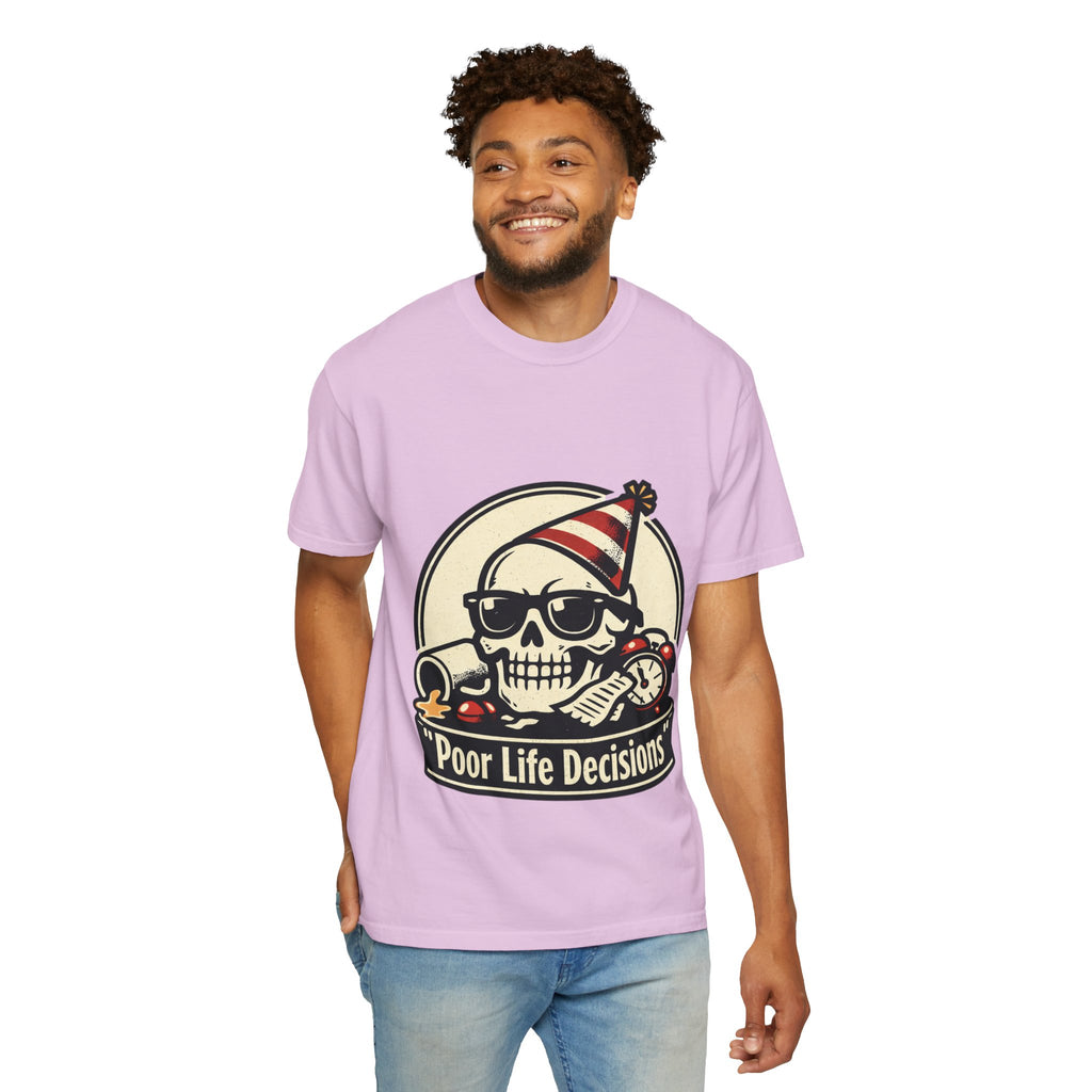 Poor Life Decisions Skull T-Shirt — Funny Party Skull Graphic Tee