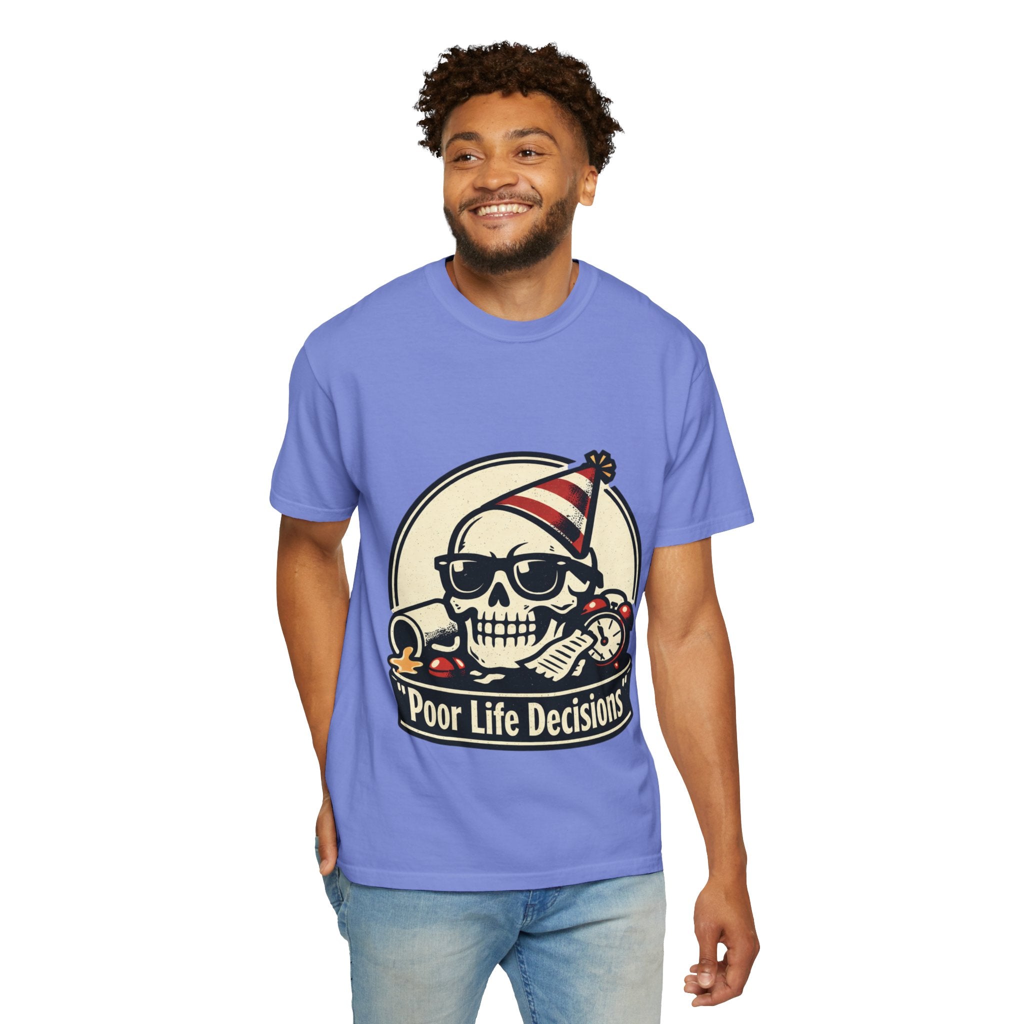 Poor Life Decisions Skull T-Shirt — Funny Party Skull Graphic Tee