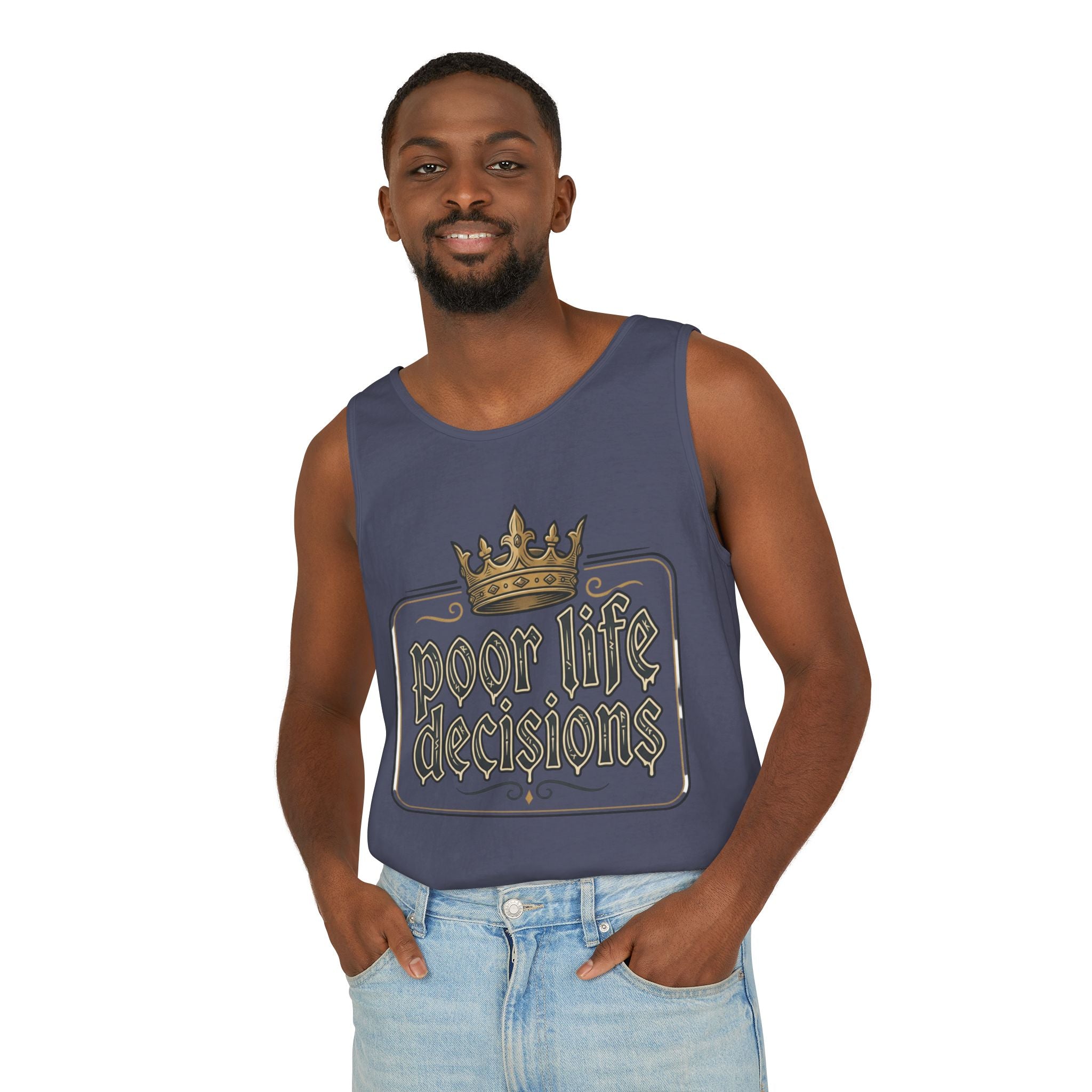 Poor Life Decisions Tank Top — Vintage Crown Graphic