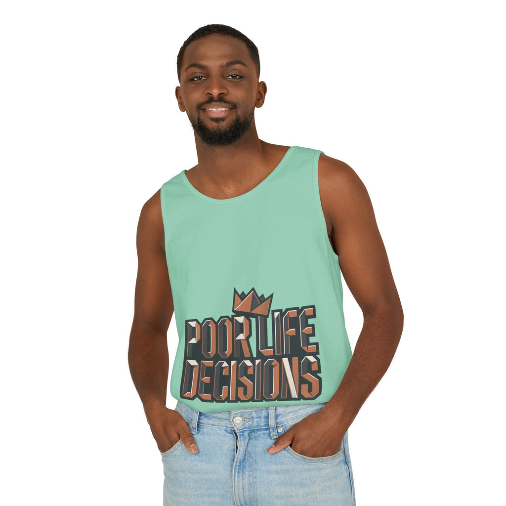 'Poor Life Decisions' Graphic Tank Top — Funny Typography Crown Summer Tee